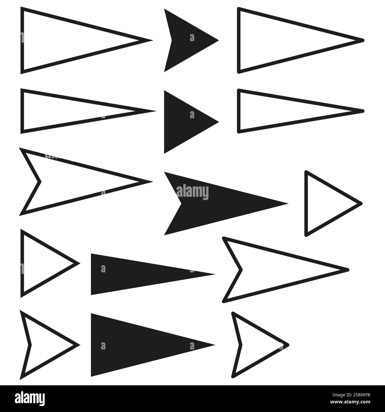 Forme di freccia geometriche. Ripetizione del motivo nero. Frecce vettoriali minime. Illustrazione astratta moderna. Illustrazione Vettoriale