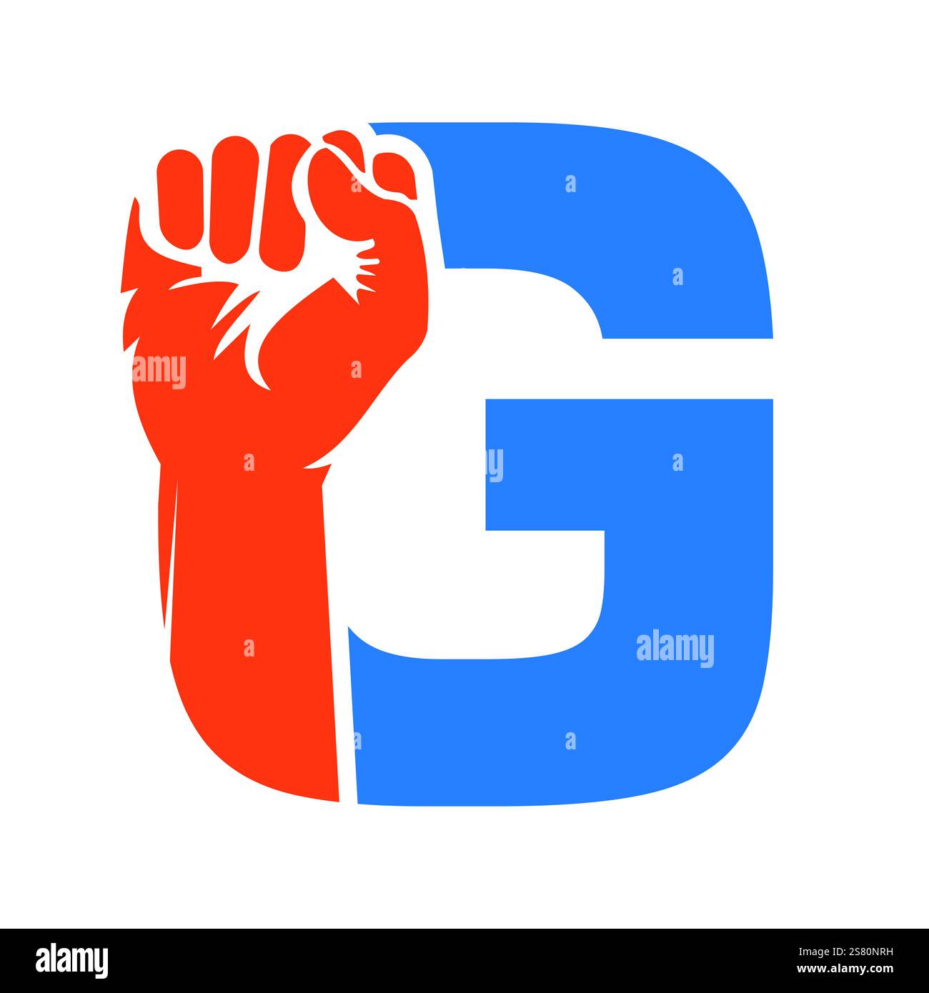 Lettera iniziale del logo G Hand per il simbolo del Labor Day negli Stati Uniti, USA Illustrazione Vettoriale