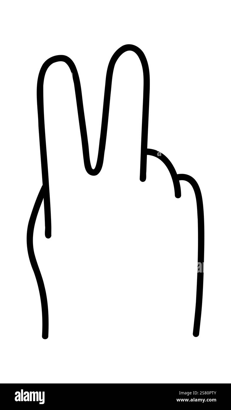 Vettore minimalista di gesti di pace disegnato a mano per Branding, social media o poster. Illustrazione Vettoriale