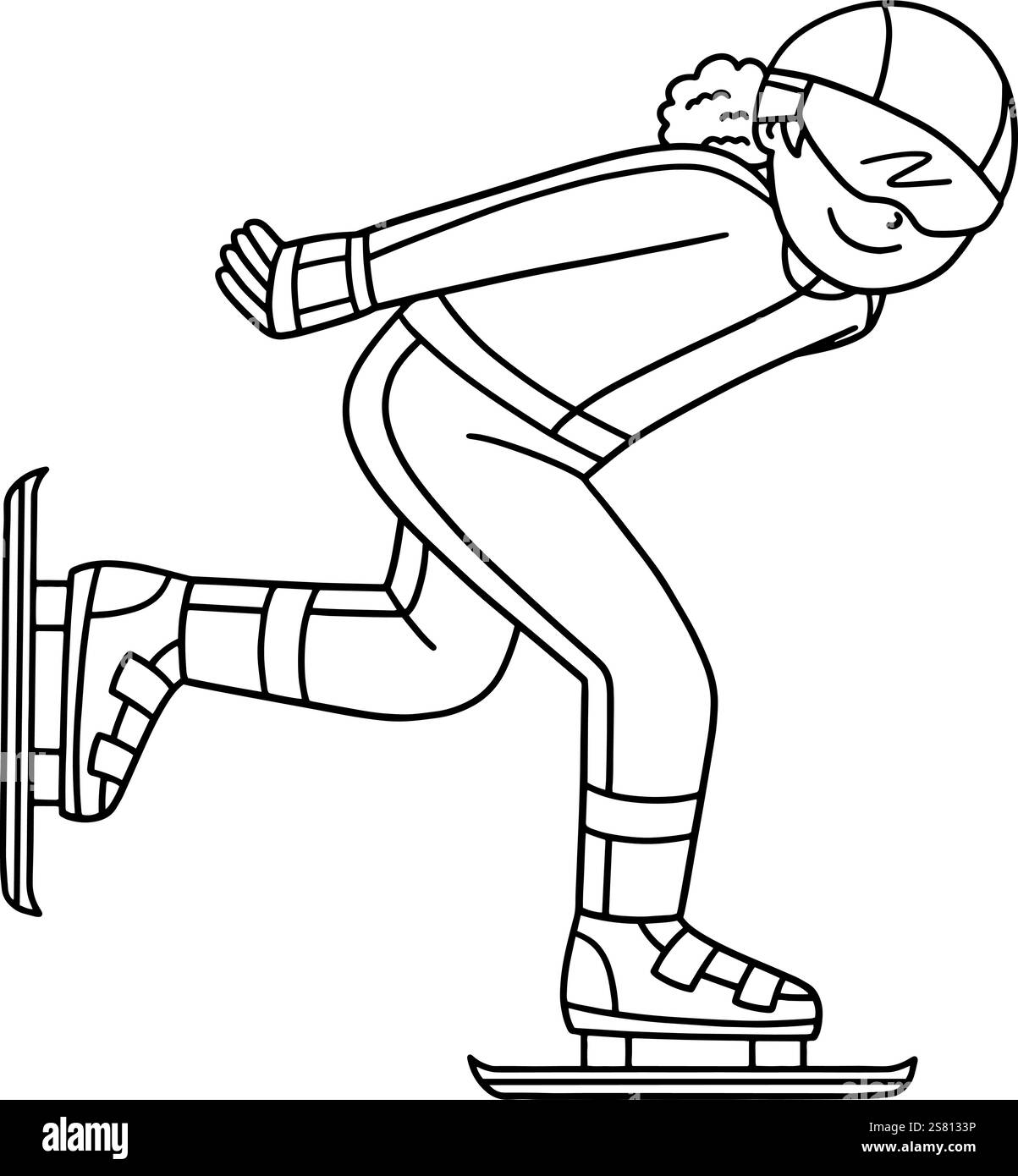 Pattinaggio di velocità femminile con mani isolate Illustrazione Vettoriale