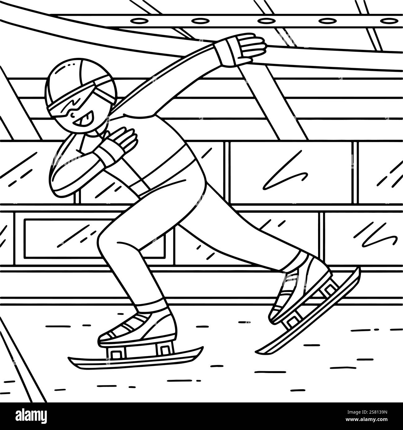 Speed Skating male Getting Speed Coloring Page Illustrazione Vettoriale