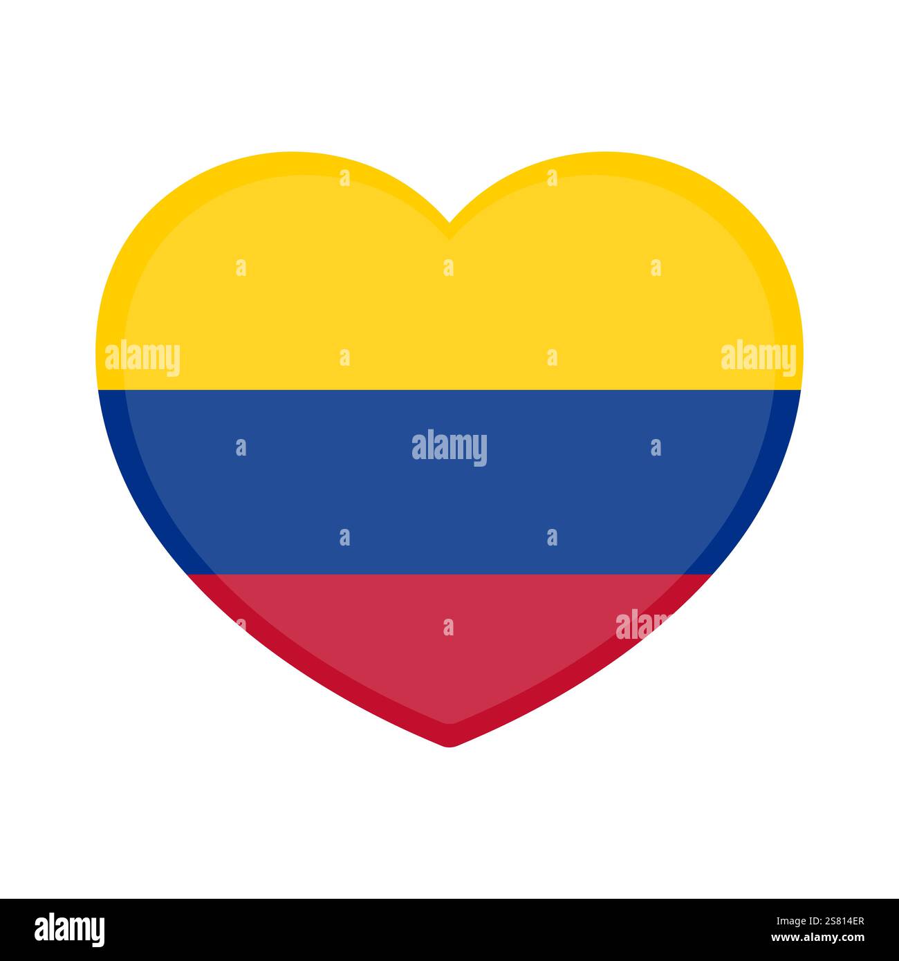 Icona del simbolo del cuore della Colombia. Pulsante bandiera nazionale della Colombia. Illustrazione vettoriale Illustrazione Vettoriale