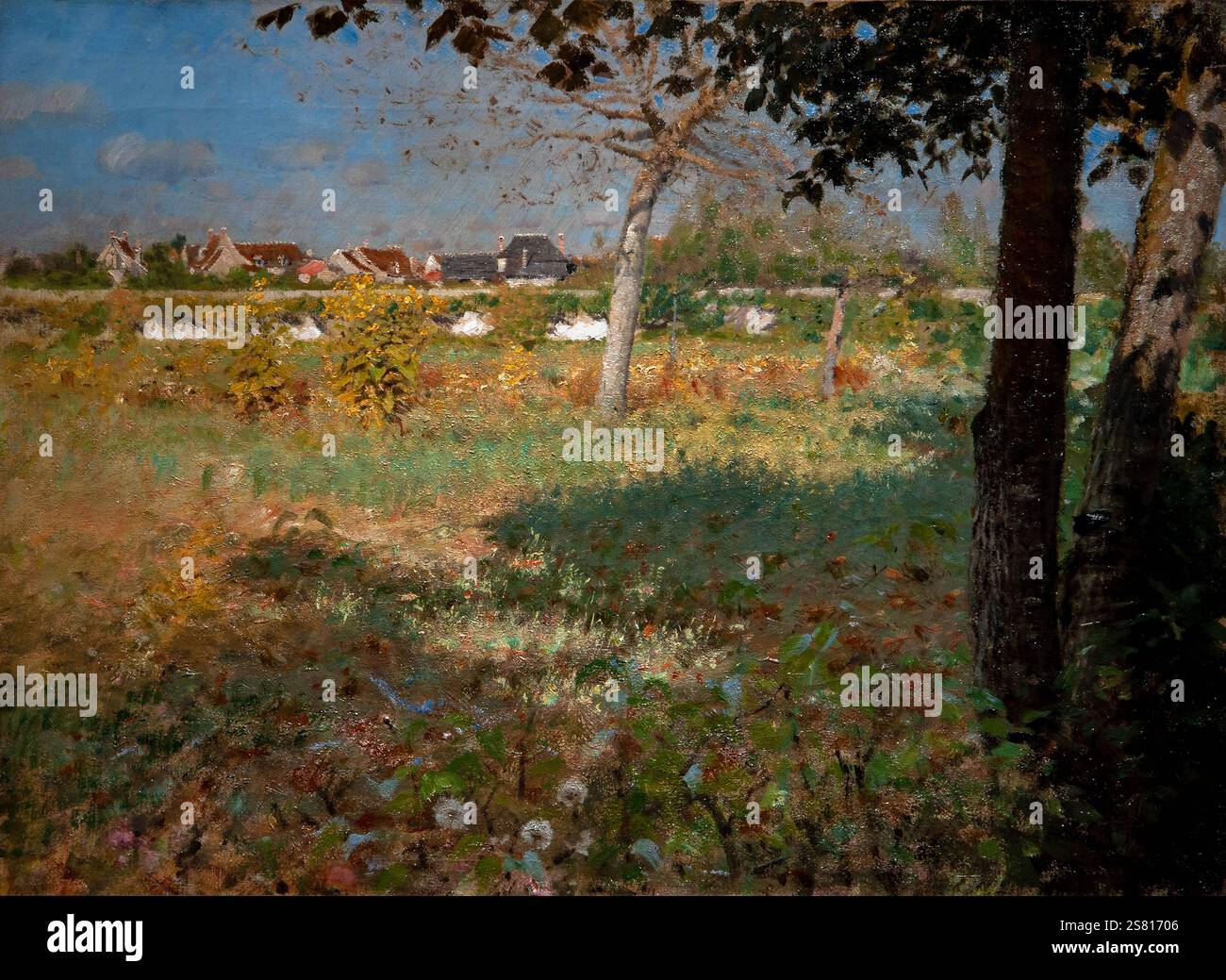 Giuseppe De Nittis 1846-1884 "Vecchio giardino (campagna francese)" 1874, 476 x 65,5 cm olio su carta. Foto Stock