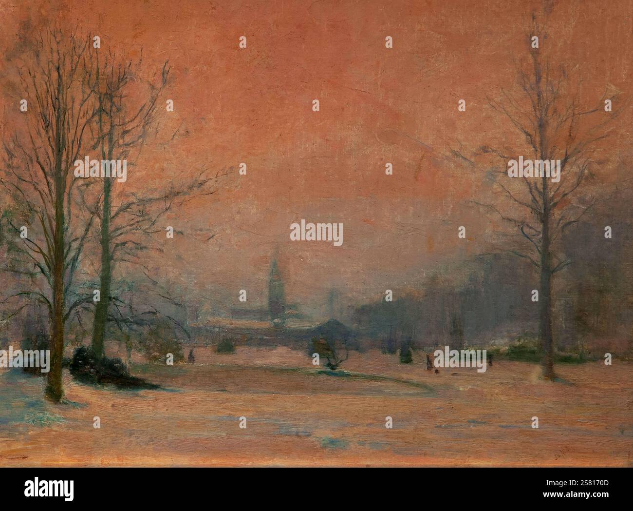 Giuseppe De Nittis 1846-1884 "giardini di Parigi con sole pallido" 1881, 27 x 37 cm olio su carta. Foto Stock