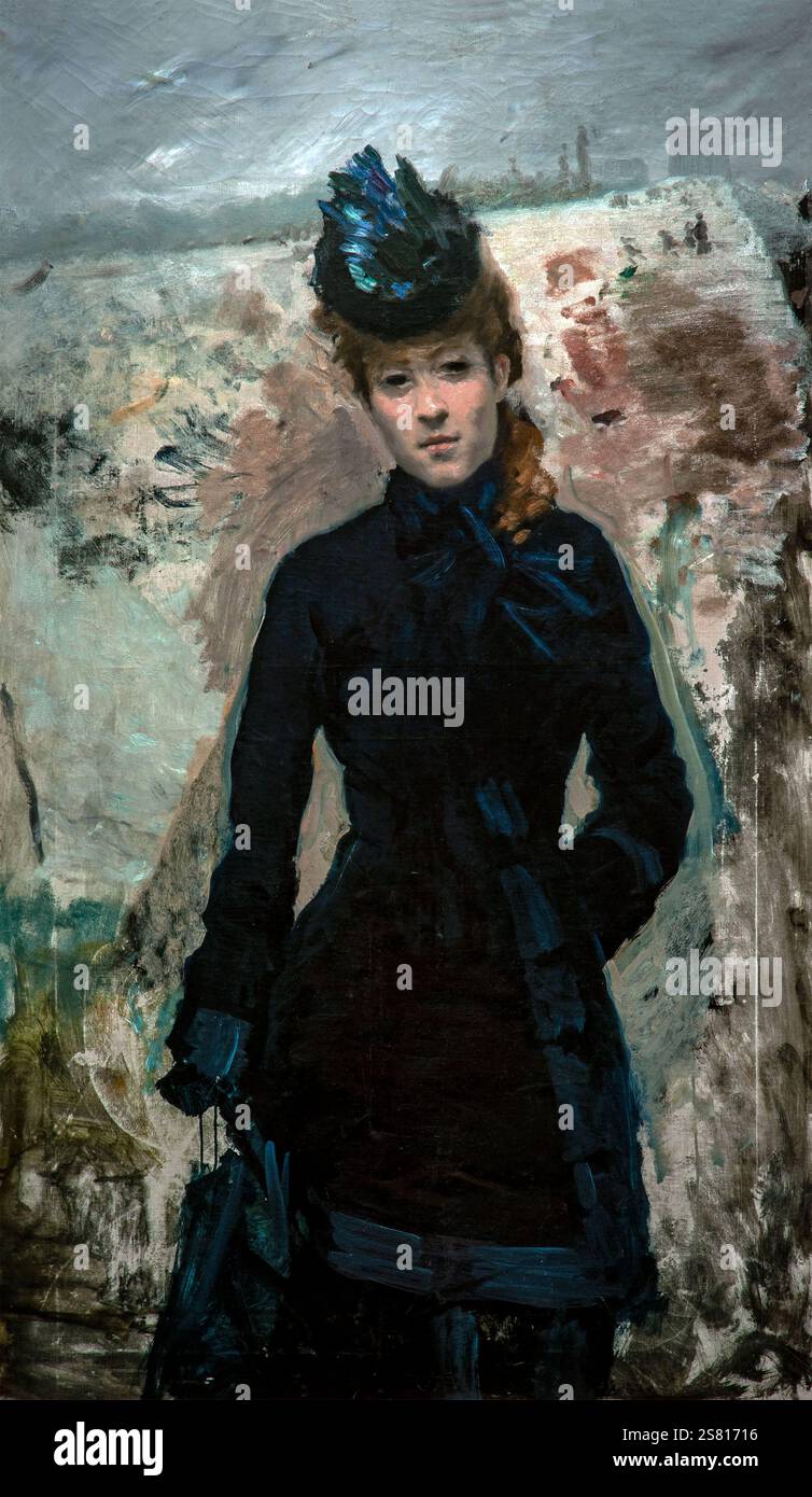 Giuseppe De Nittis 1846 -1884 "Winter Walk" 1879, 131,5 x 77 cm olio su tela. Foto Stock