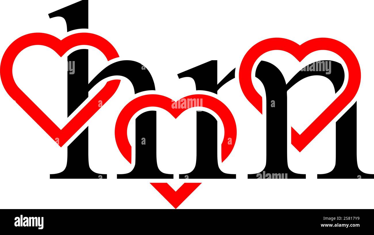 Logo lettera H e M ispirato all'amore Illustrazione Vettoriale