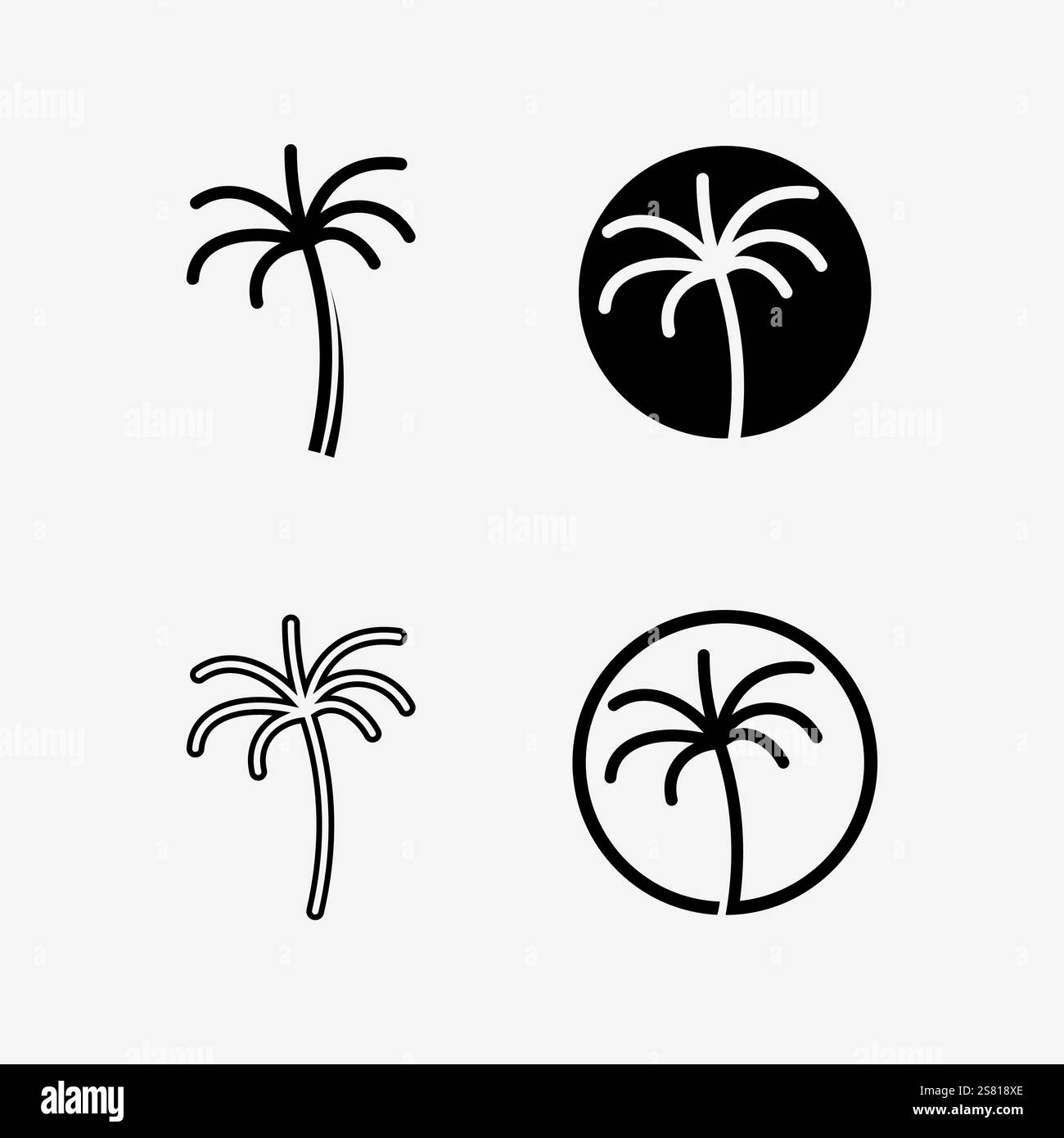 Palm tree estate modello logo illustrazione vettoriale Illustrazione Vettoriale