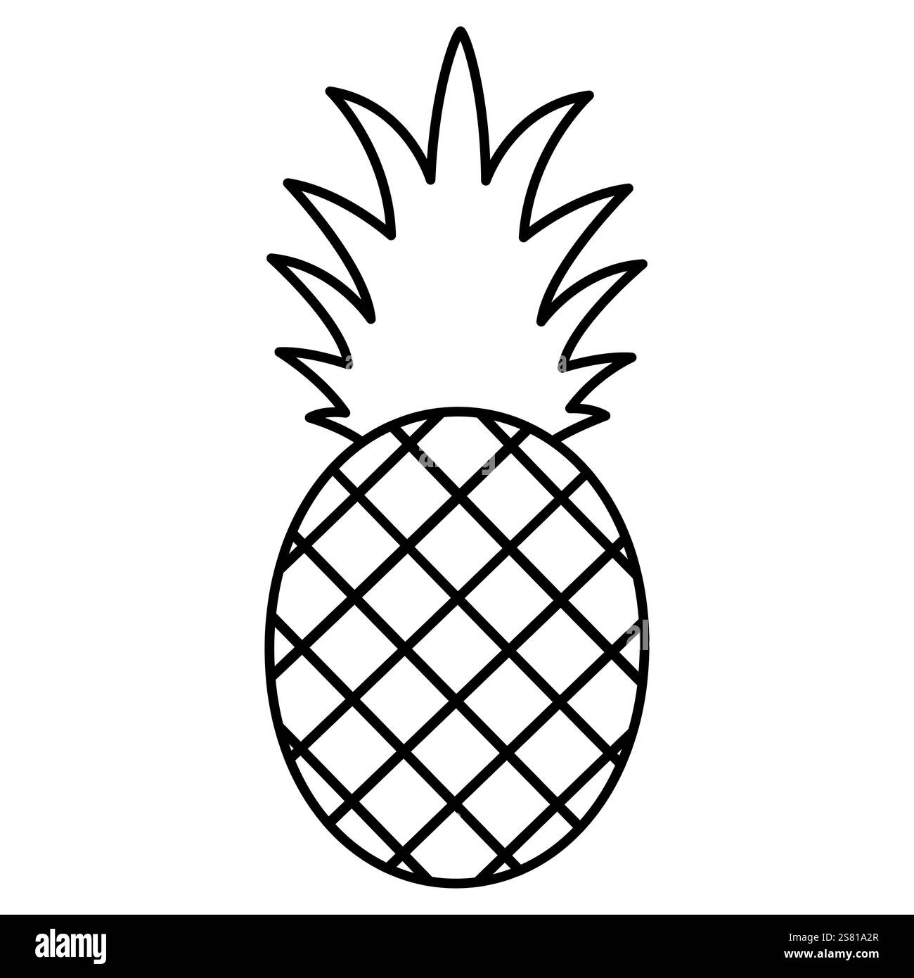 Ananas maturo. Illustrazione del profilo vettoriale. Illustrazione Vettoriale