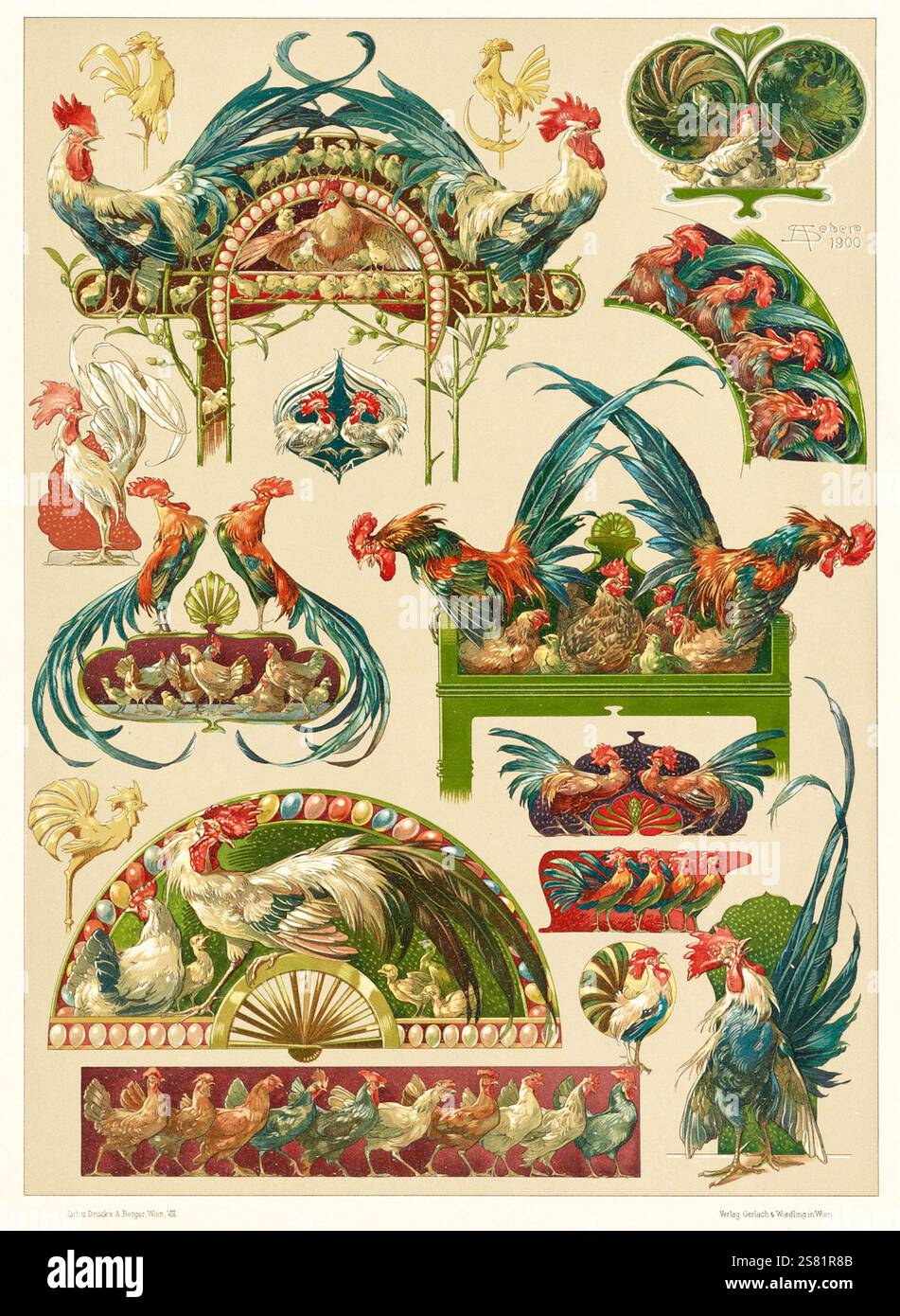 Anton Seder - l' animale nelle arti decorative - disegni intricati Art Nouveau - 1896 - Foto Stock
