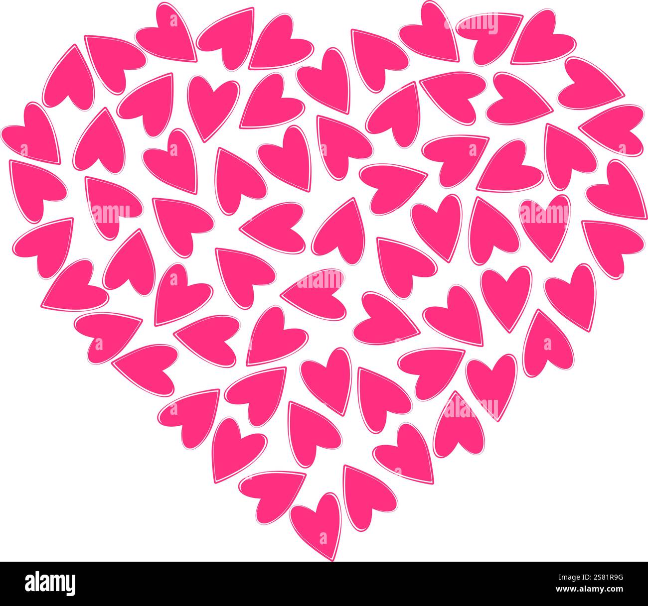 Il cuore disegnato a mano forma di cuori. Elemento di design per il saluto di San Valentino texture di sfondo astratto. Illustrazione vettoriale isolata schede tematiche, poster o banner promozionale Web, opuscoli, stampe o etichette Illustrazione Vettoriale