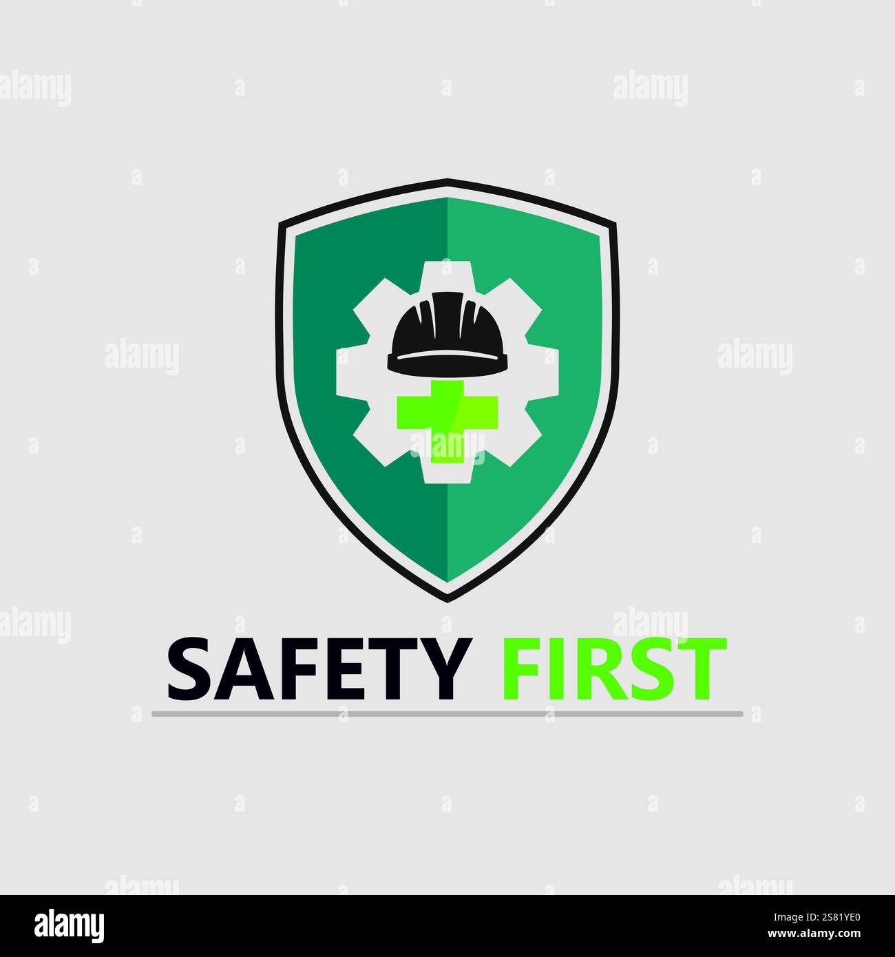 icona del logo safety first design vettoriale e simbolo grafico dell'illustrazione Illustrazione Vettoriale