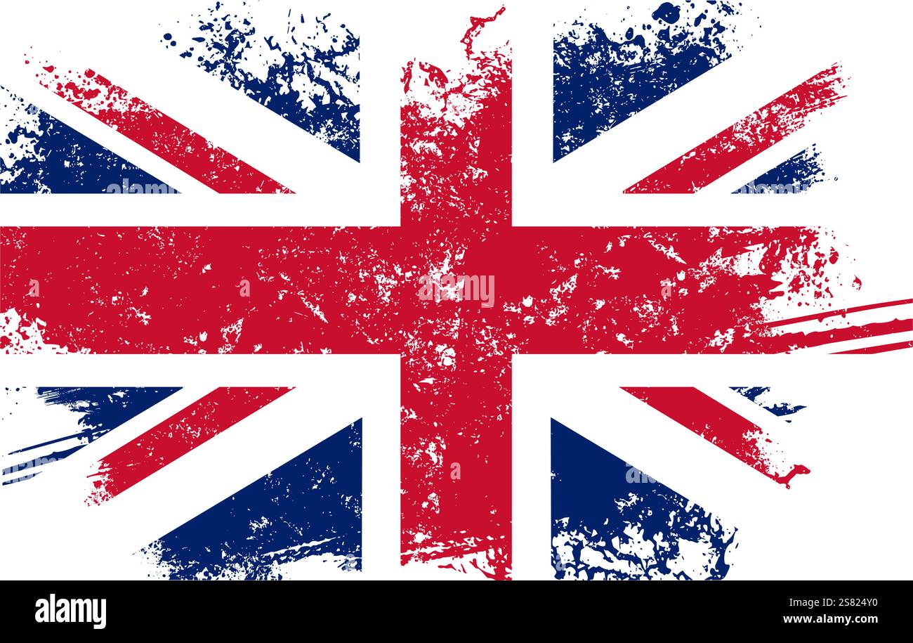Bandiera del Regno Unito, bandiera britannica con effetto grunge Illustrazione Vettoriale