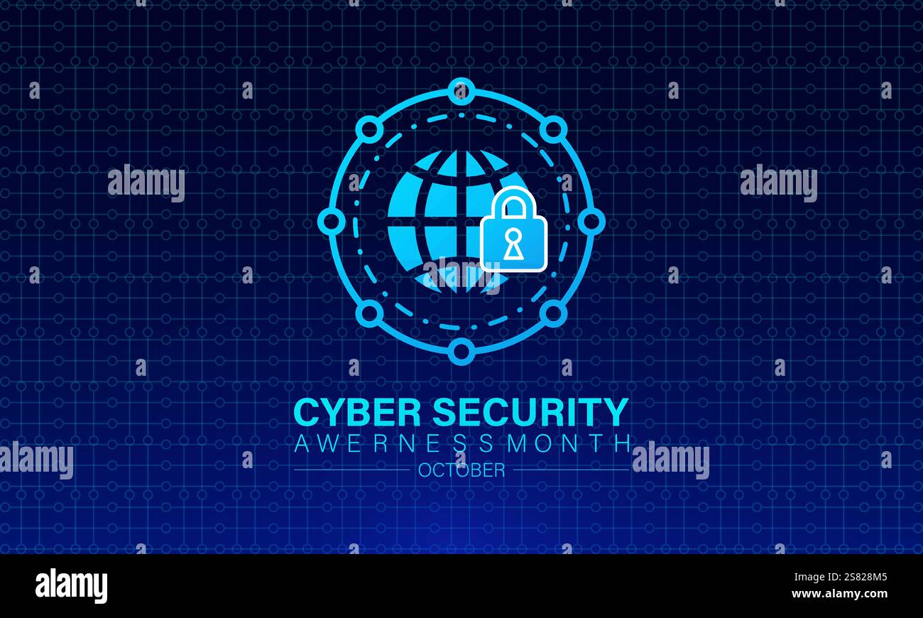 Il National Cyber Security Awareness Month è una campagna annuale che si tiene ogni ottobre per sensibilizzare sull'importanza della cybersicurezza. Illustrazione Vettoriale