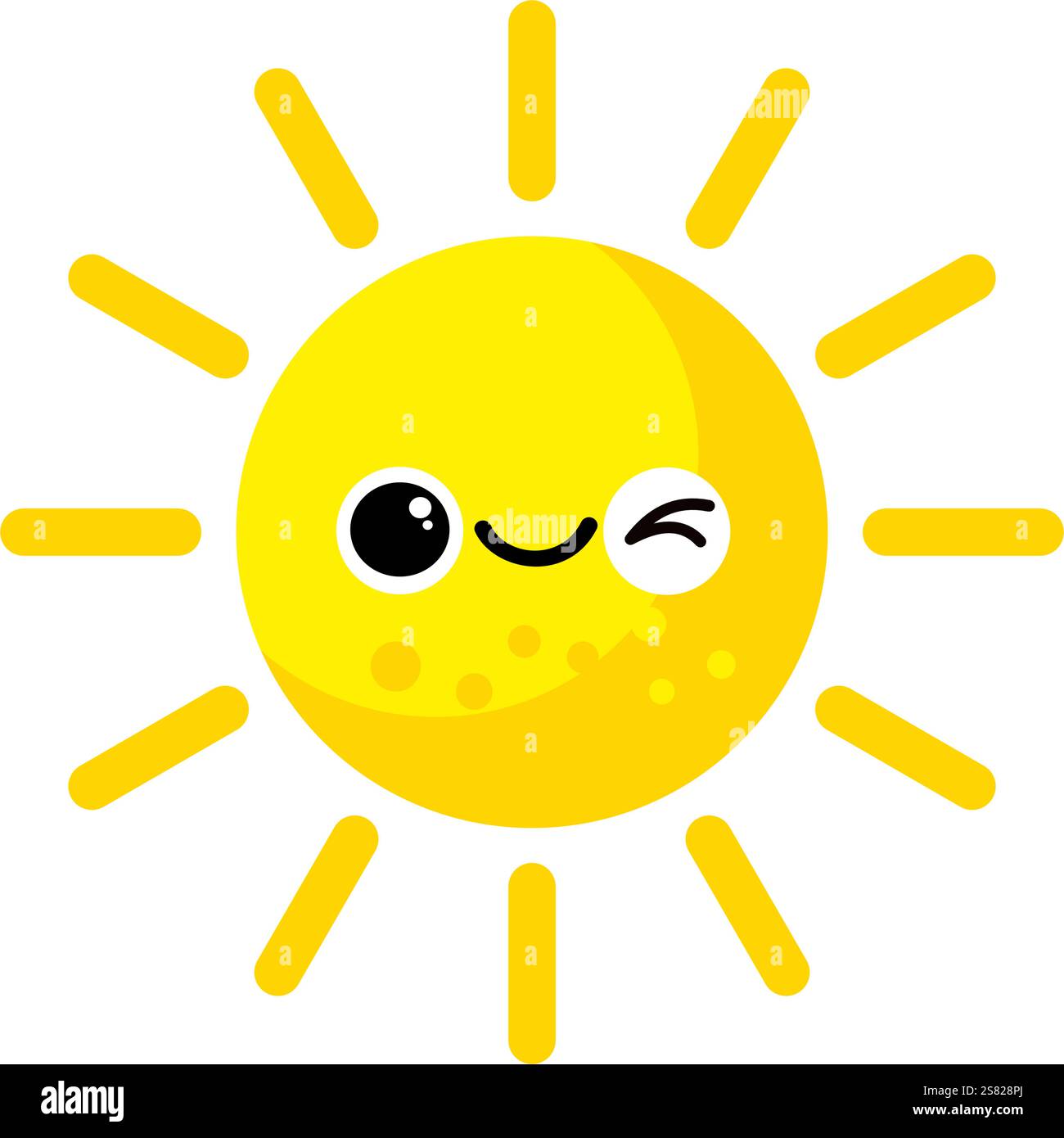 Bel sole, sole kawaii - icona vettoriale Illustrazione Vettoriale