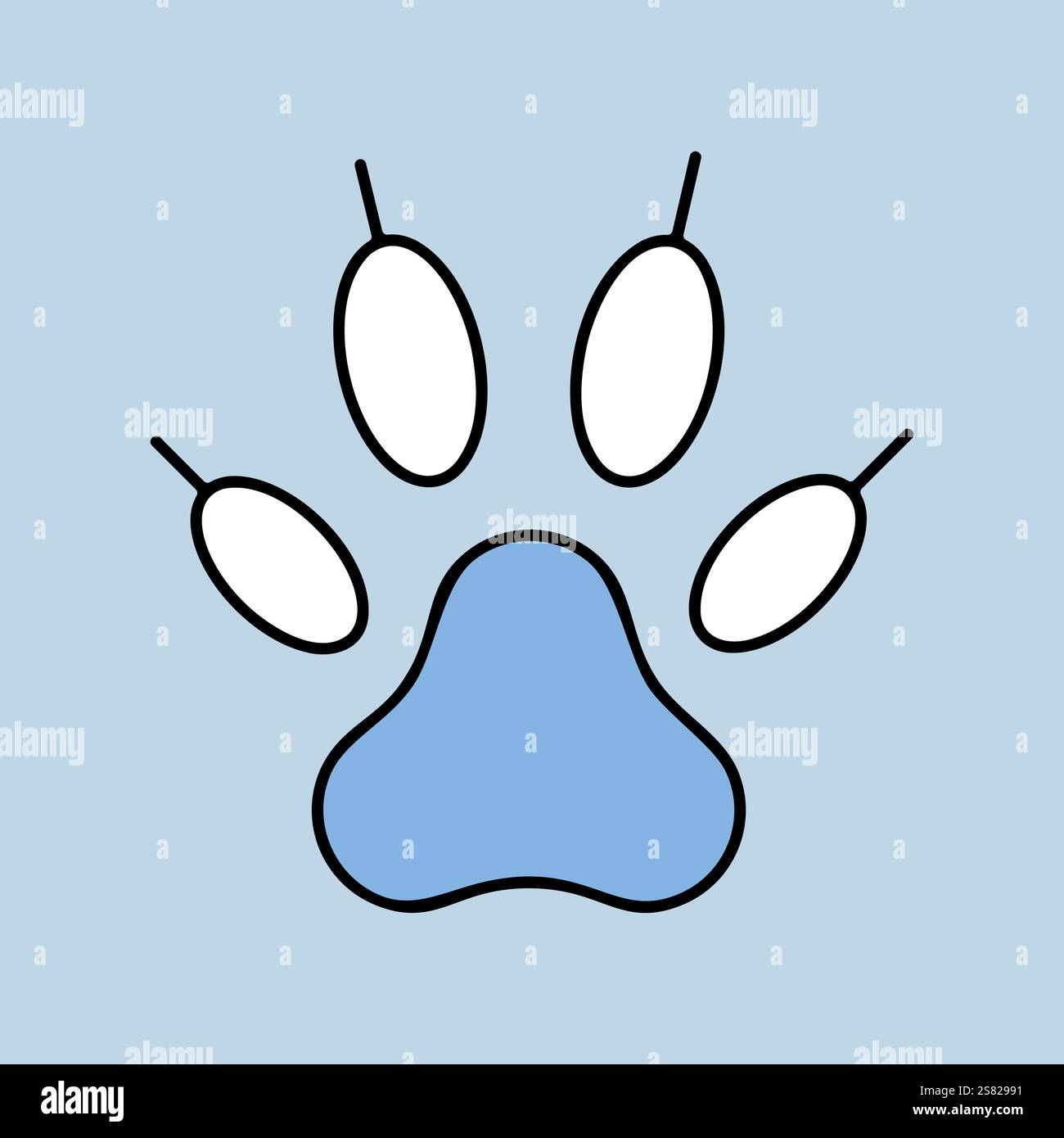 Icona vettore di zampa predatoria. Cartello animali domestici. Simbolo grafico per siti Web e applicazioni per animali domestici e veterinari, design, logo, app, interfaccia utente Illustrazione Vettoriale