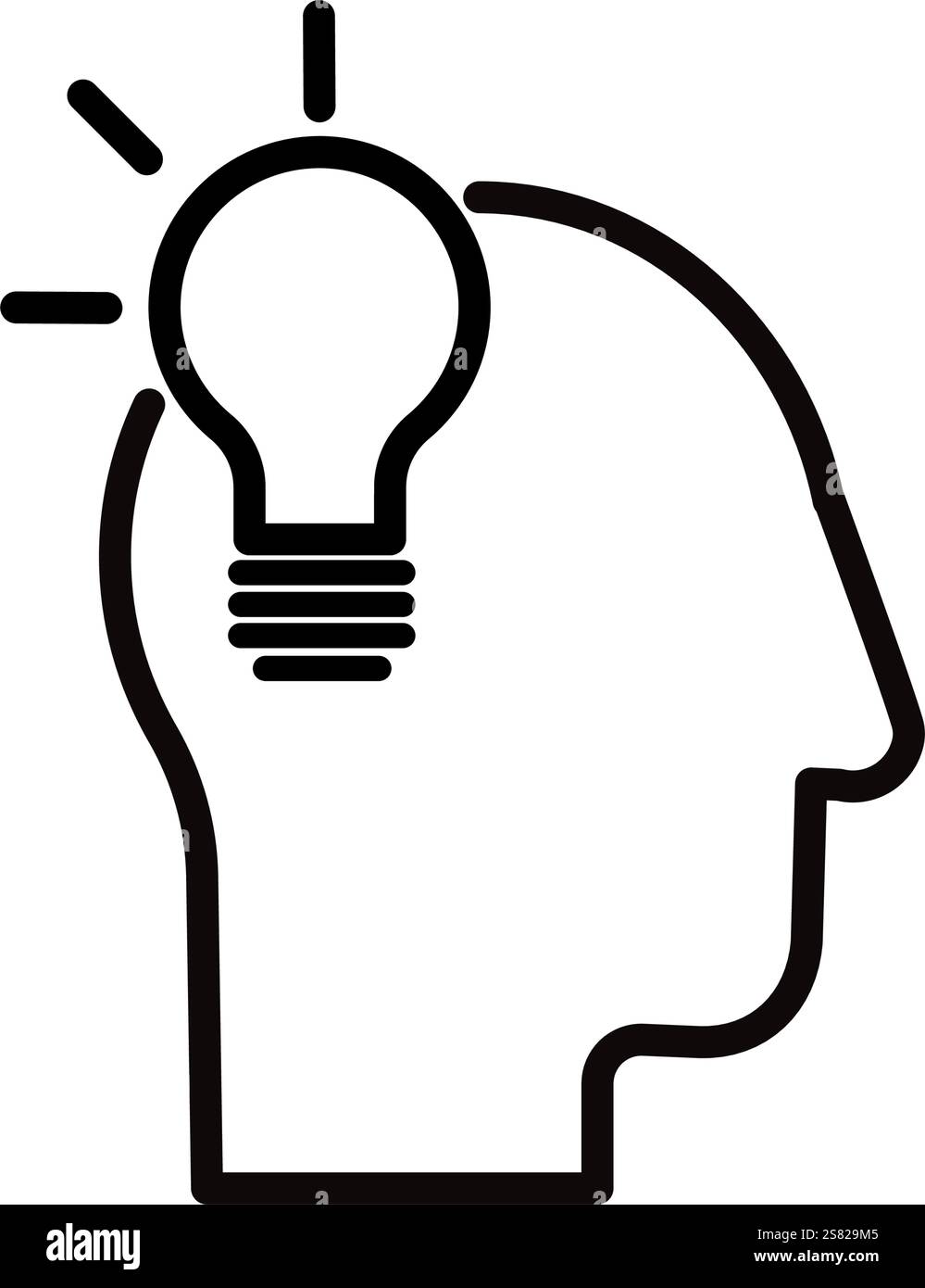 testa con lampadina, idea, innovazione - icona Illustrazione Vettoriale