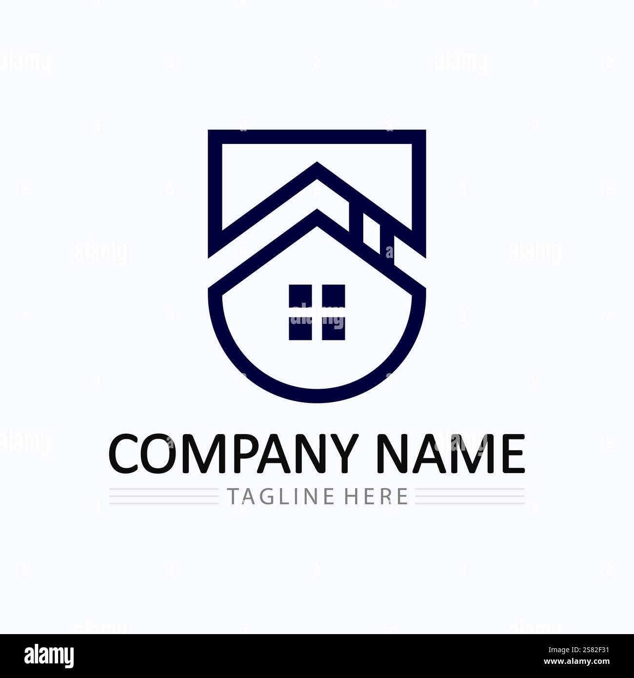 Home logo icona illustrazione vettoriale disegno template.Home e casa logo disegno vettore, logo, architettura e costruzione, design proprietà, rimanere a casa Illustrazione Vettoriale