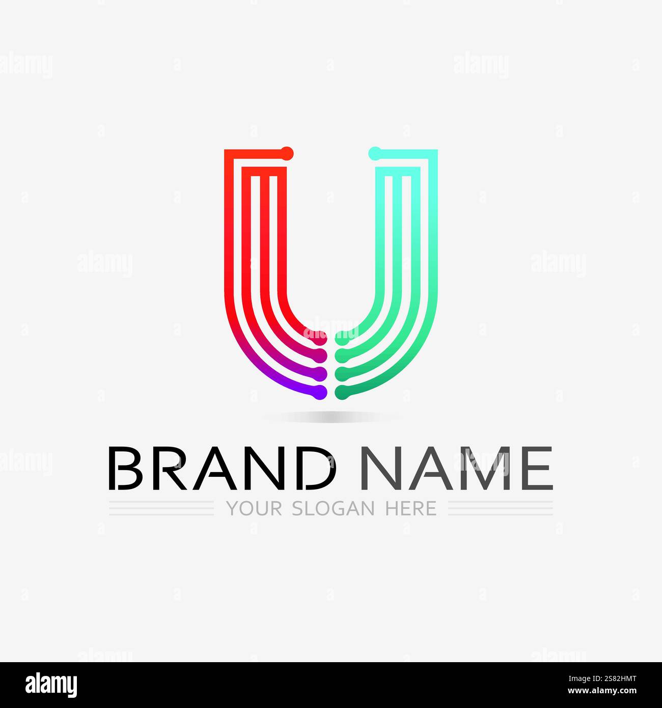 Lettera iniziale U logo business e disegno icona vettore Illustrazione Vettoriale