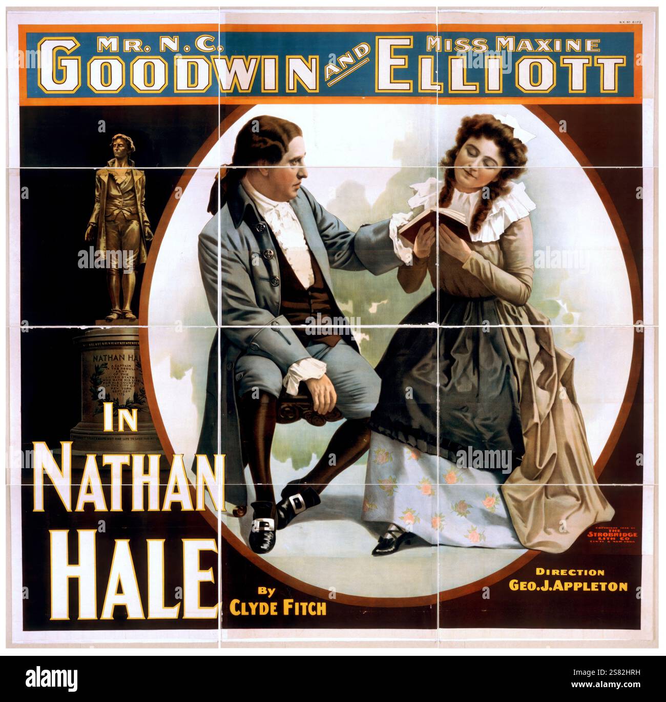 Mr. N.C. Goodwin e Miss Maxine Elliott in Nathan Hale di Clyde Fitch. Poster litografico a colori. c1898. Foto Stock