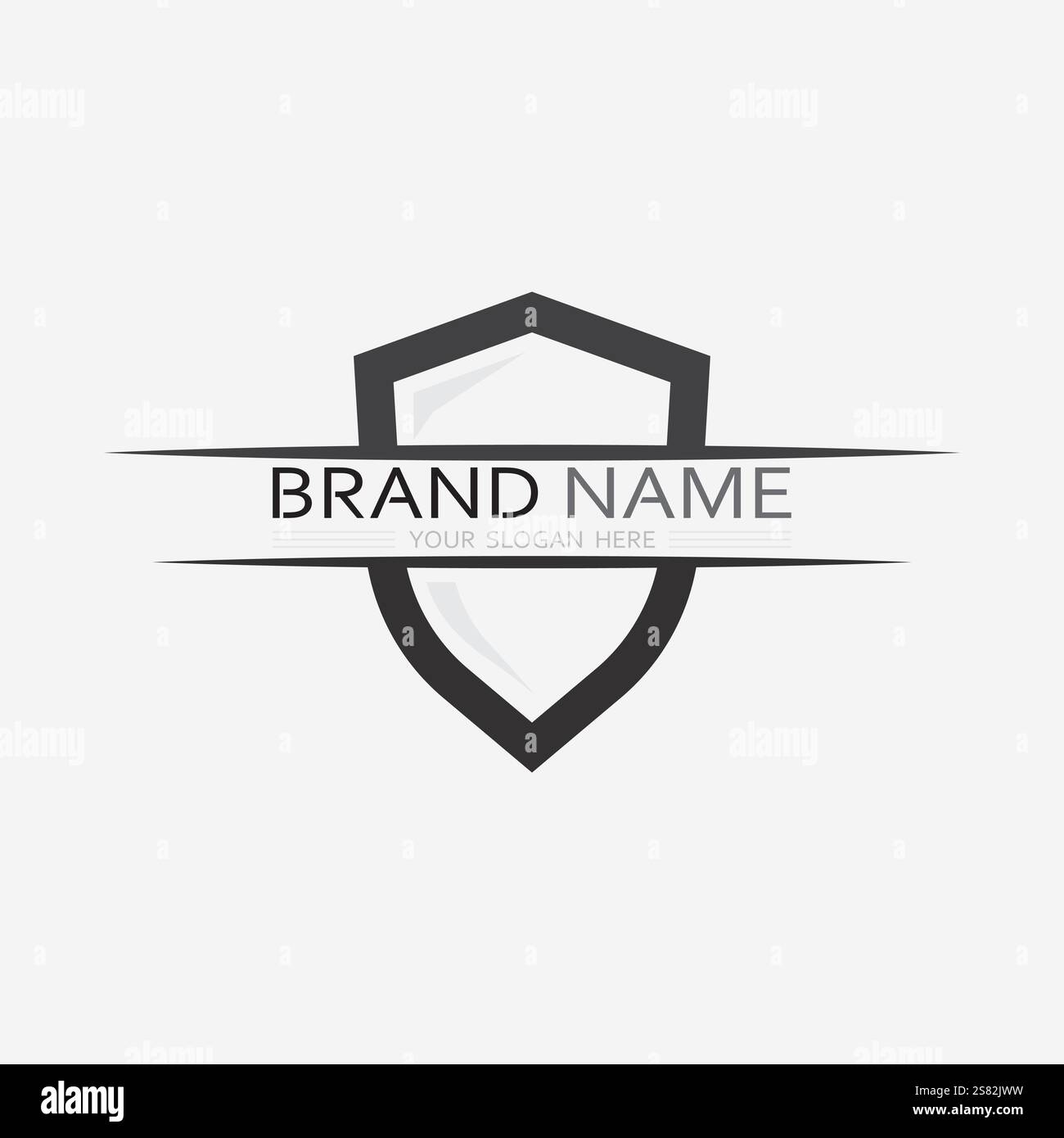 vettore di disegno del logo dello scudo, modello del logo dell'emblema dello scudo, vettore dell'icona del simbolo di logotipo Illustrazione Vettoriale