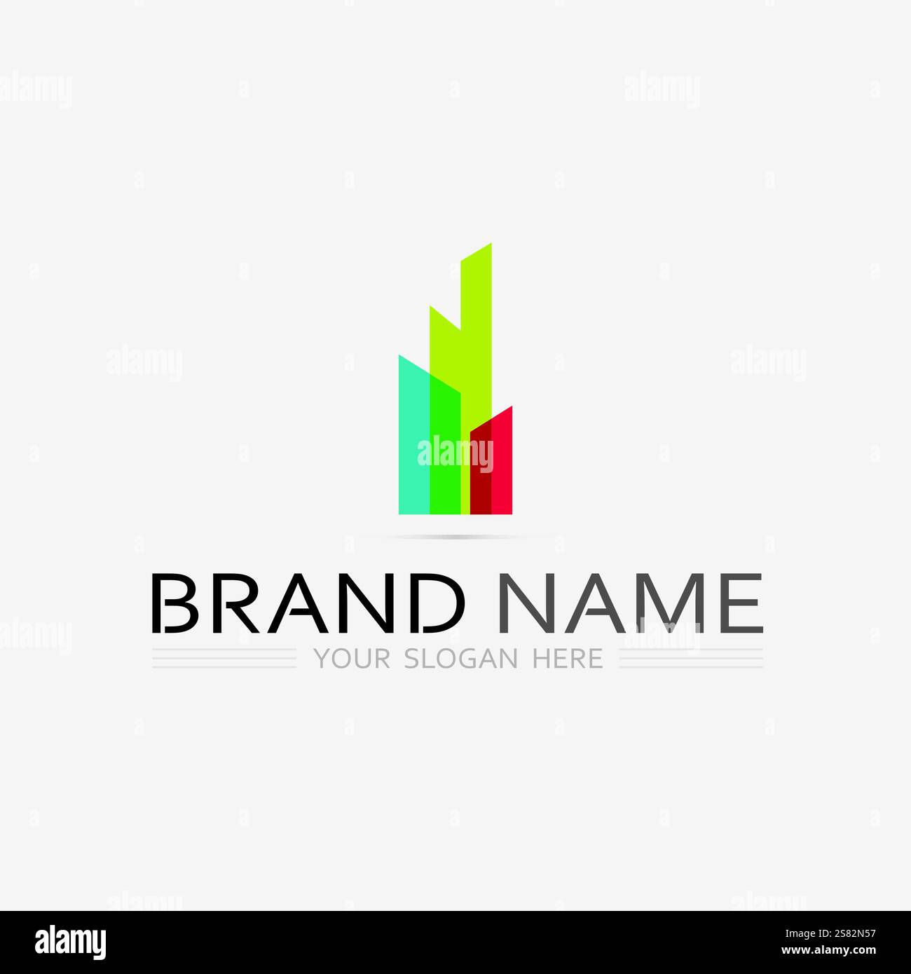 Disegno vettoriale del logo dell'edificio e dell'architettura, modello del logo immobiliare, icona del simbolo del logo Illustrazione Vettoriale