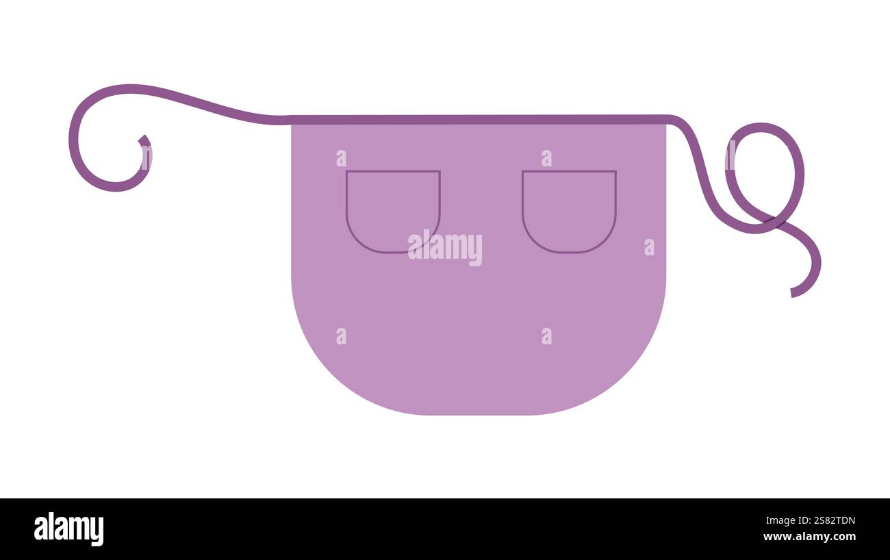 Cameriera Scalloped illustrazione tecnica di moda. Uniforme per la pulizia di cartoni animati viola profilo piatto modello abbigliamento vista frontale. Donne, uomini, CAD unisex, mockup isolato su sfondo bianco Illustrazione Vettoriale
