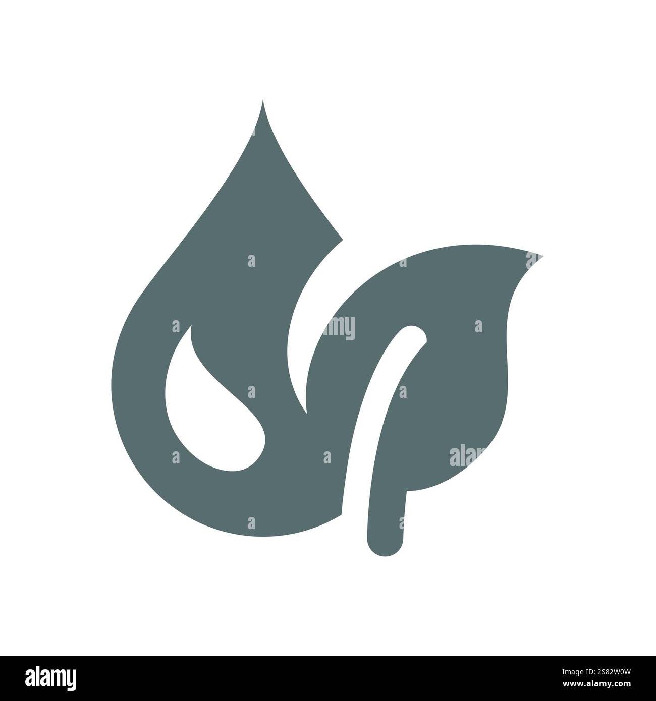 Icona dell'acqua alle erbe o del vettore dell'olio. Simbolo olio essenziale naturale o carburante biologico con foglia. Illustrazione Vettoriale