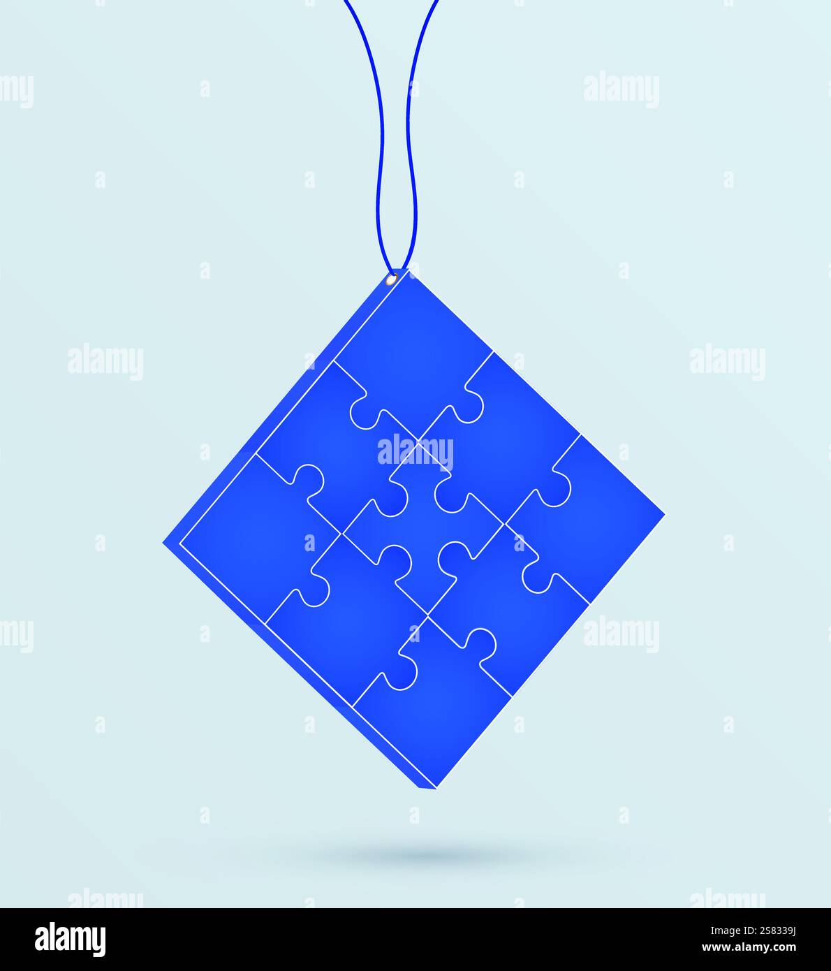 Puzzle su una catena. Concetto di business. Puzzle blu vettoriale Illustrazione Vettoriale