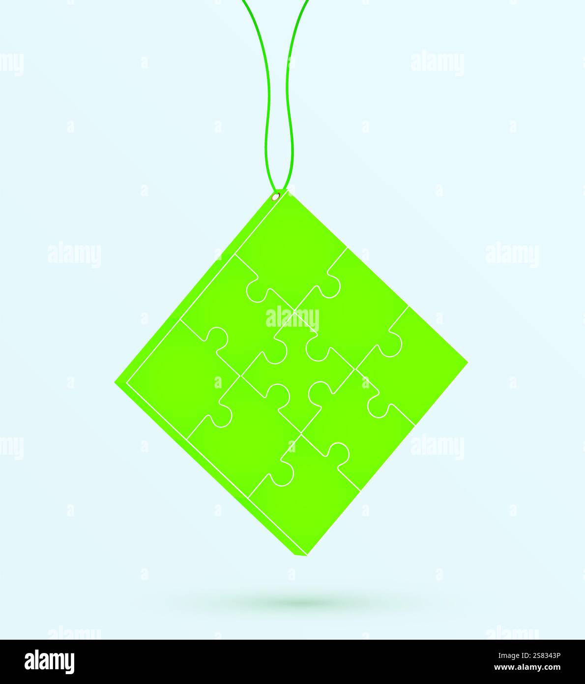 Puzzle su una catena. Concetto di business. Puzzle vettoriale verde Illustrazione Vettoriale