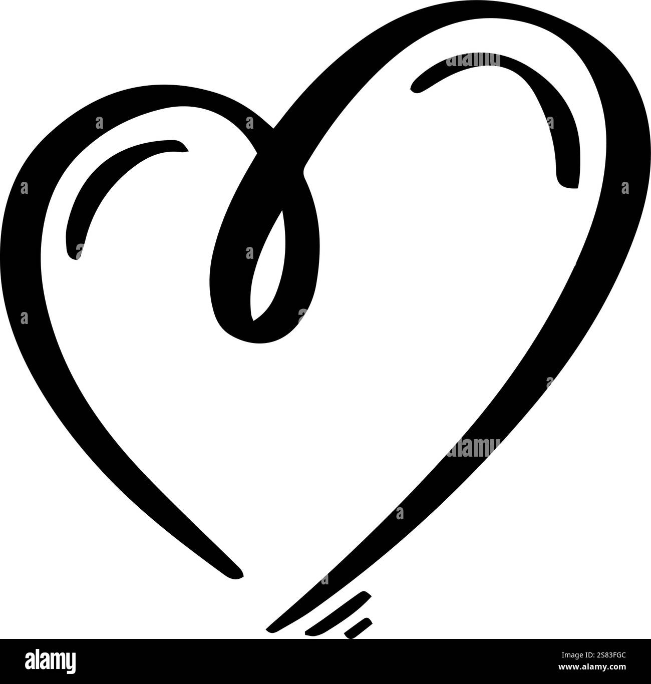 Disegnare linee continue a forma di cuore, simboleggiando romanticismo, passione e connessione emotiva, creando un elemento visivo semplice ma espressivo Illustrazione Vettoriale