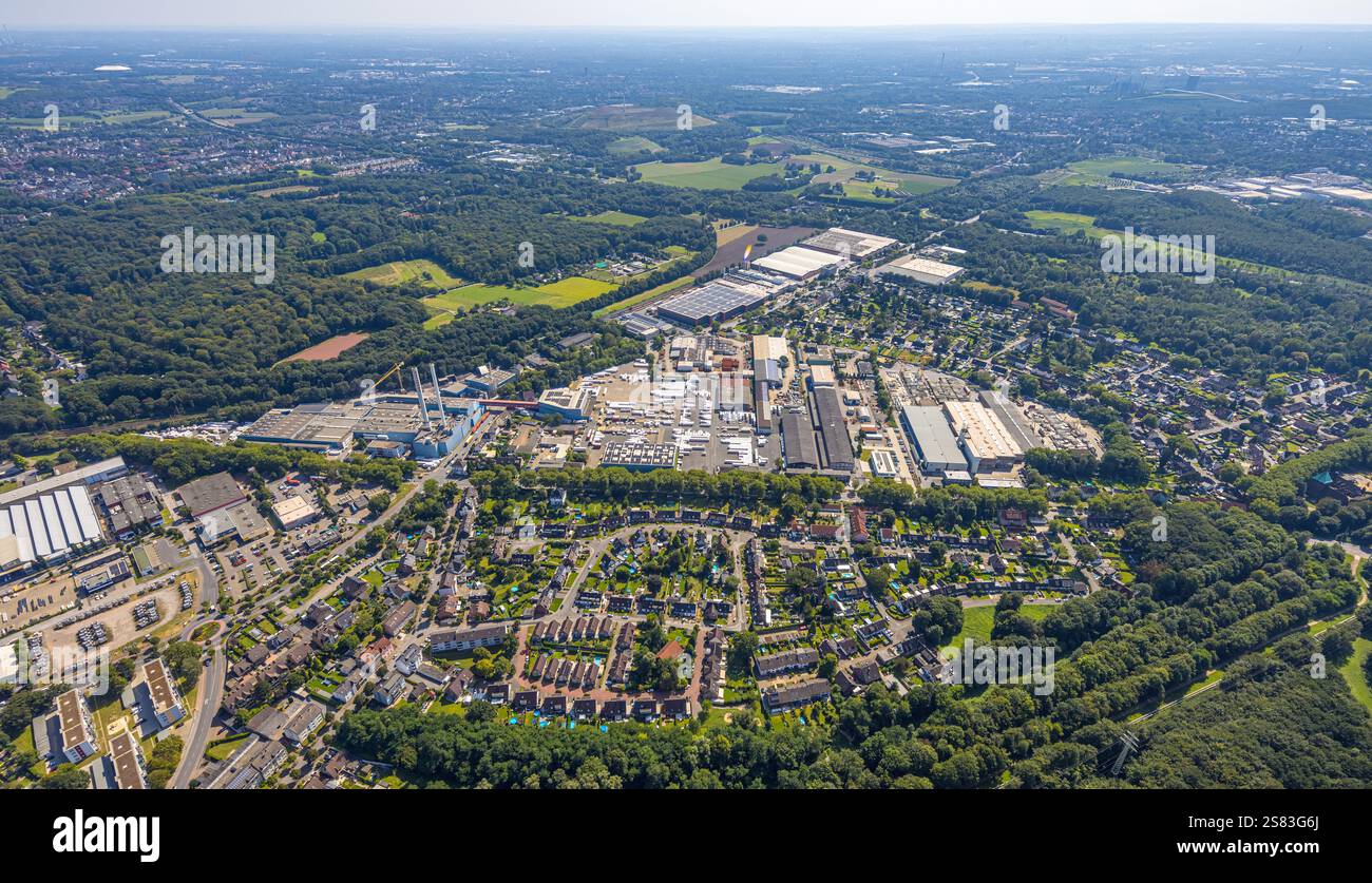 Vista aerea, zona industriale Bottroper Straße, vista su Ellinghorst, Gladbeck, zona della Ruhr, Renania settentrionale-Vestfalia, Germania Foto Stock