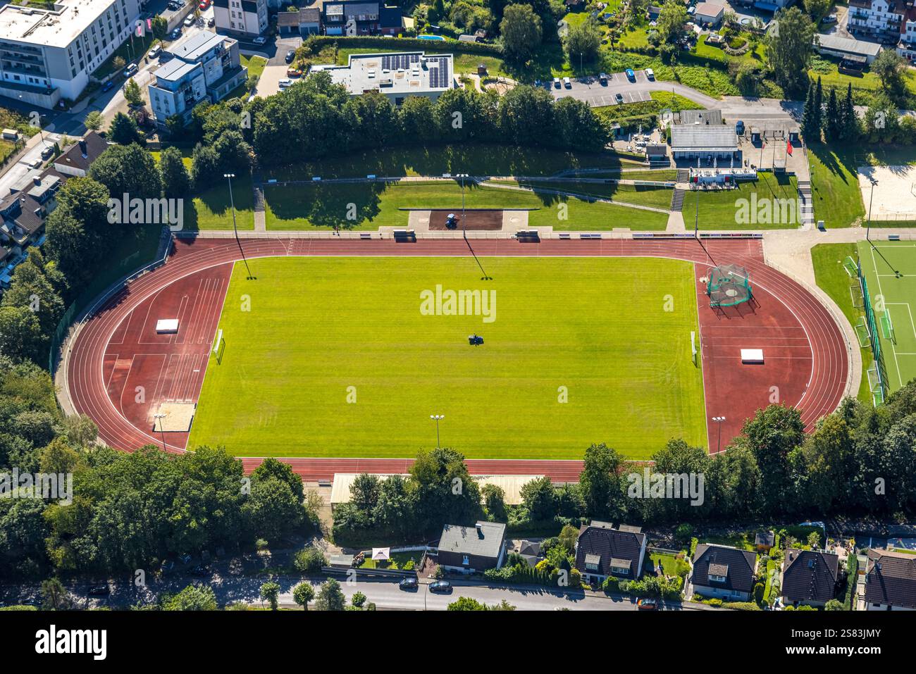 Vista aerea, stadio Stefansbachtal, stadio di calcio e atletica leggera, Klostermark, Gevelsberg, zona della Ruhr, Renania settentrionale-Vestfalia, Germania Foto Stock