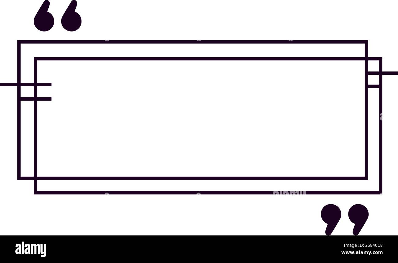 Semplice cornice rettangolare con doppie linee parallele e virgolette, che offre uno spazio elegante per scrivere virgolette o aggiungere elementi personalizzati Illustrazione Vettoriale
