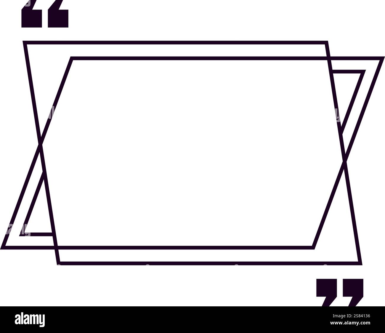 Cornice geometrica con triangoli intersecanti che incorniciano lo spazio vuoto per preventivi motivazionali, testimonianze e recensioni personalizzate, con citazioni Illustrazione Vettoriale