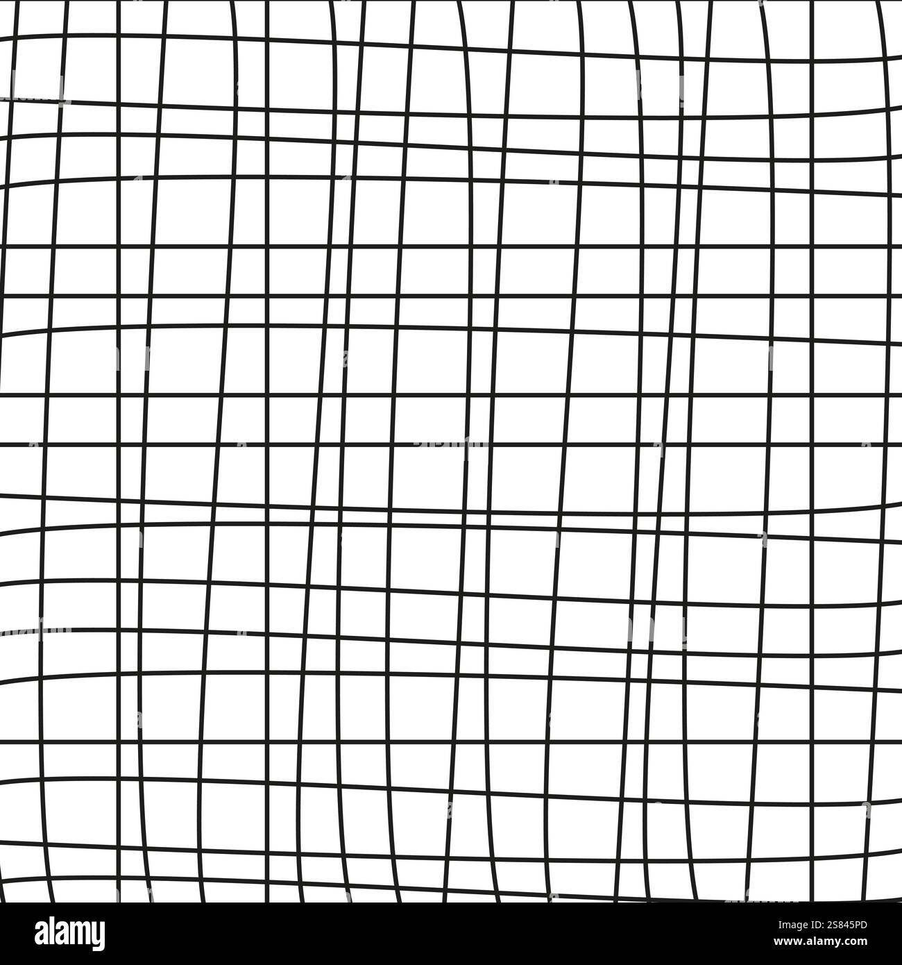 Griglia lineare astratta. Linee nere ondulate. Sfondo vettoriale minimalista. Design geometrico dinamico. Illustrazione Vettoriale
