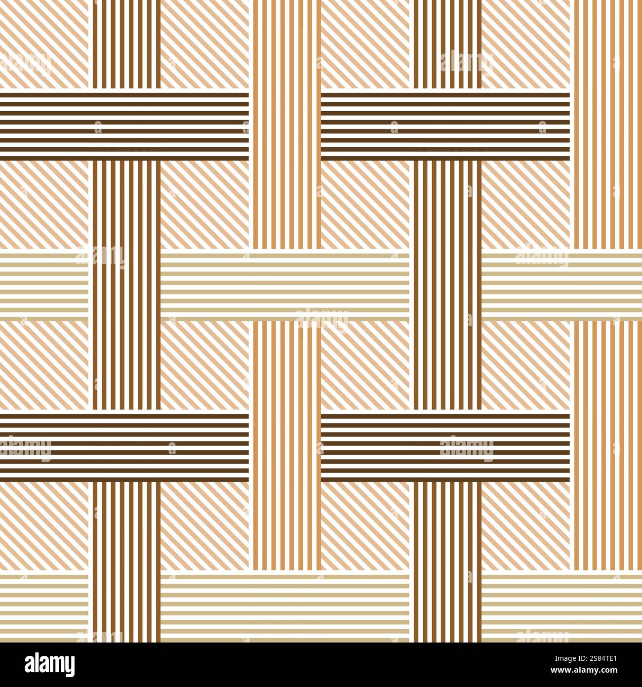 Motivo geometrico senza cuciture con linee verticali e orizzontali intervallate dai colori beige e marrone Illustrazione Vettoriale