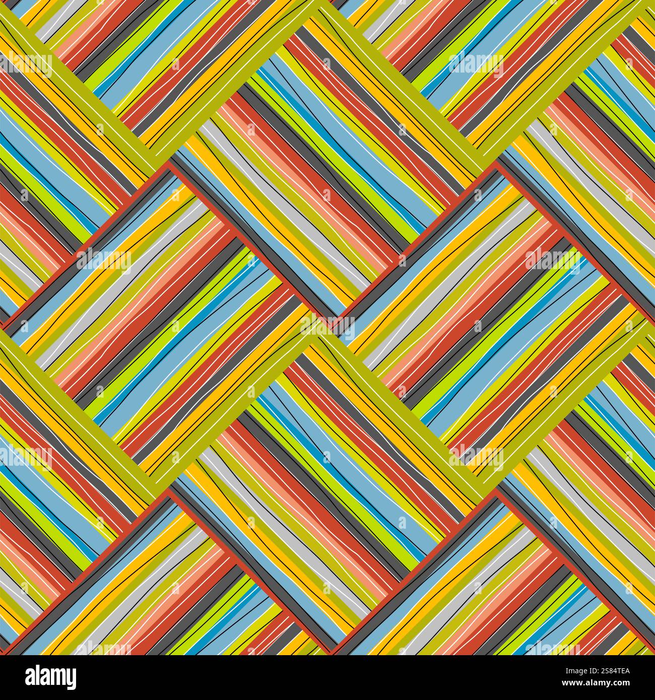 Motivo senza cuciture con rombo a righe e linee Illustrazione Vettoriale