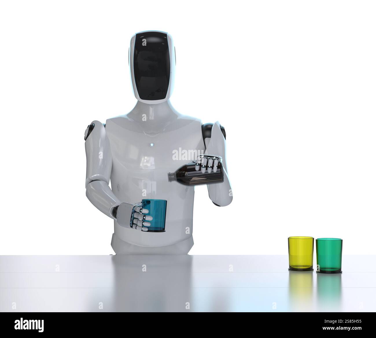 robot home assistant rendering 3d o cyborg isolato su bianco Foto Stock