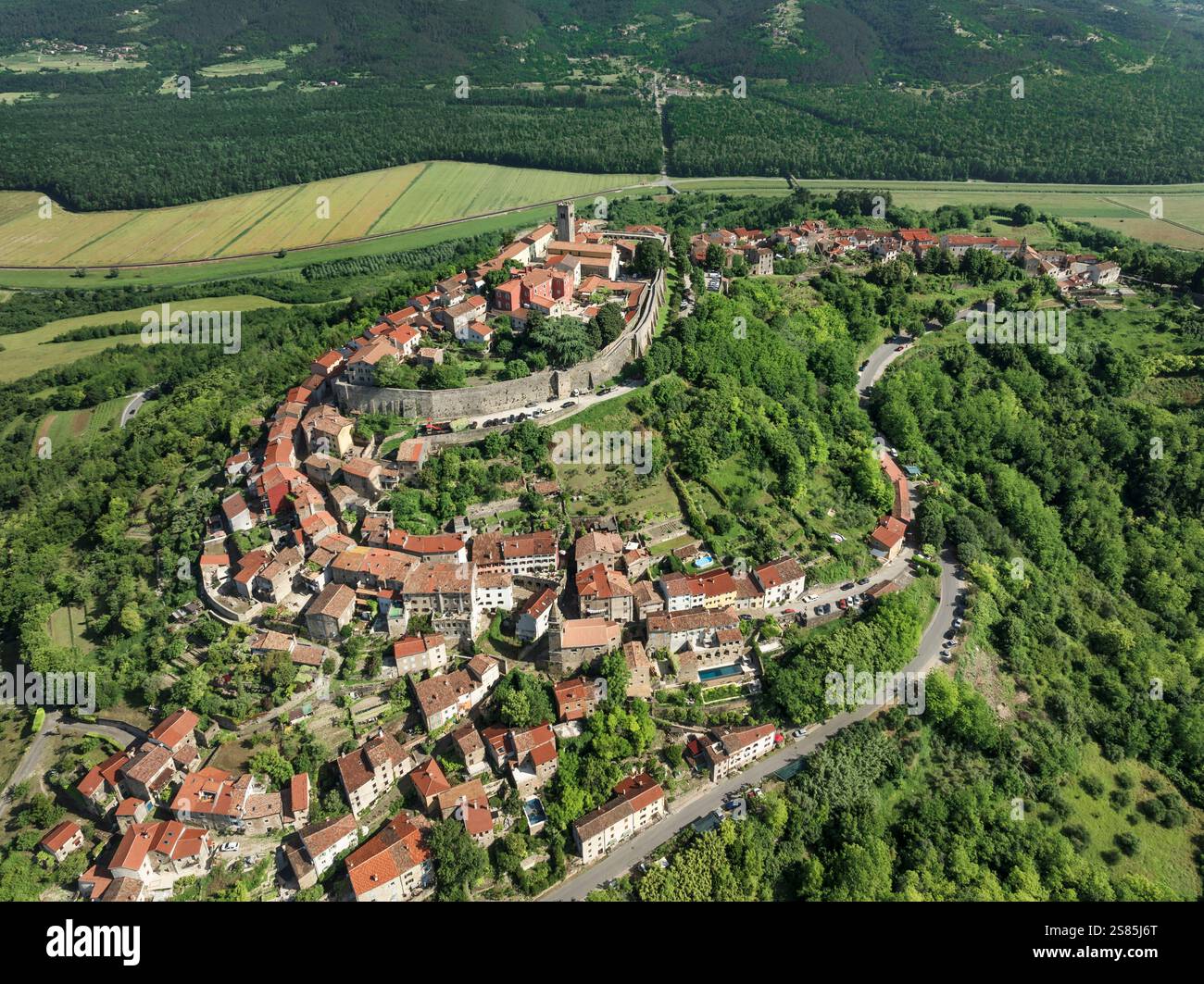 Villaggio collinare di Motovun, Istria, Croazia Foto Stock
