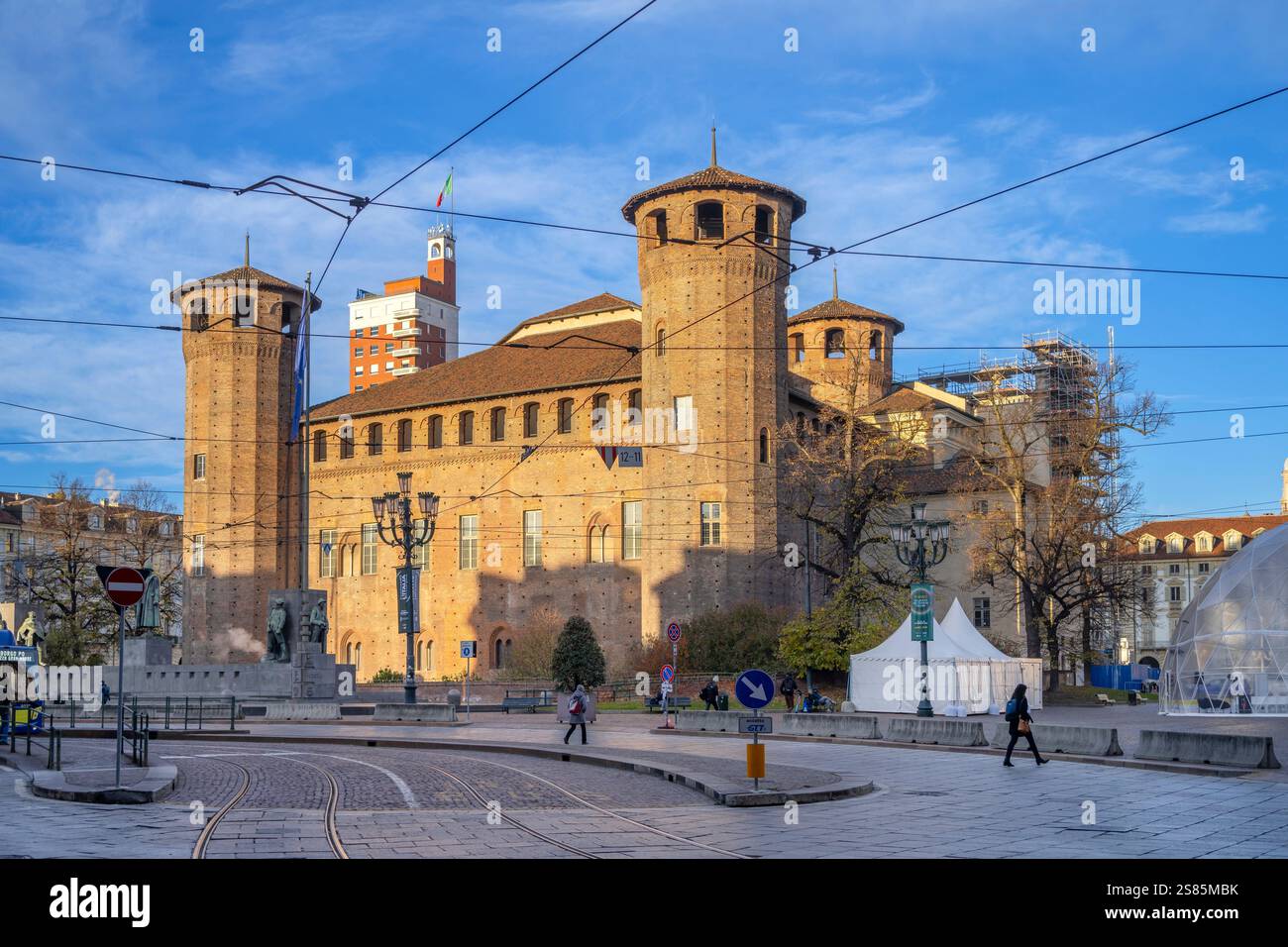 Piazza Castello, Museo Egizio, Torino, Piemonte, Italia Foto Stock
