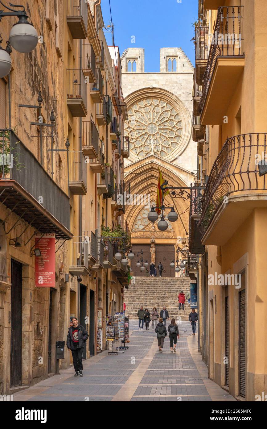 Cattedrale metropolitana e basilica di Santa Thecla, Tarragona, Catalogna, Spagna Foto Stock