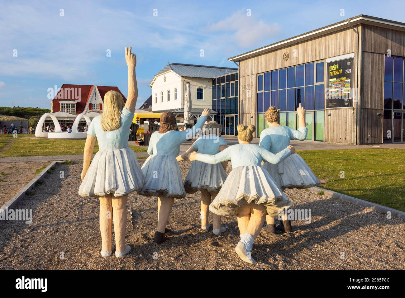 Sculture sul lungomare, Wenningstedt, Sylt, Schleswig Holstein, Germania, Europa Foto Stock