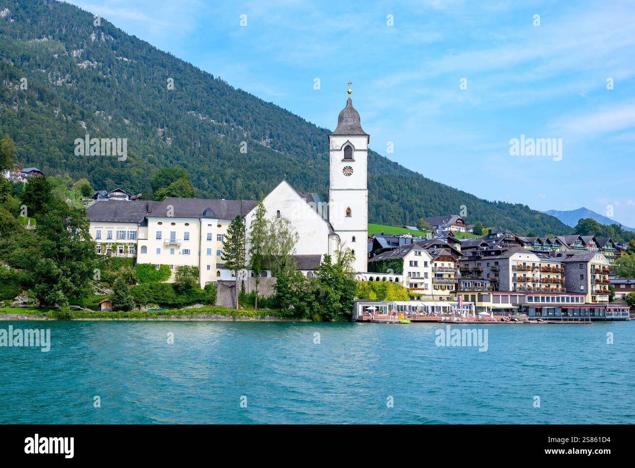 Centro storico di Attersee sul lago Atterss nelle Alpi austriache Foto Stock