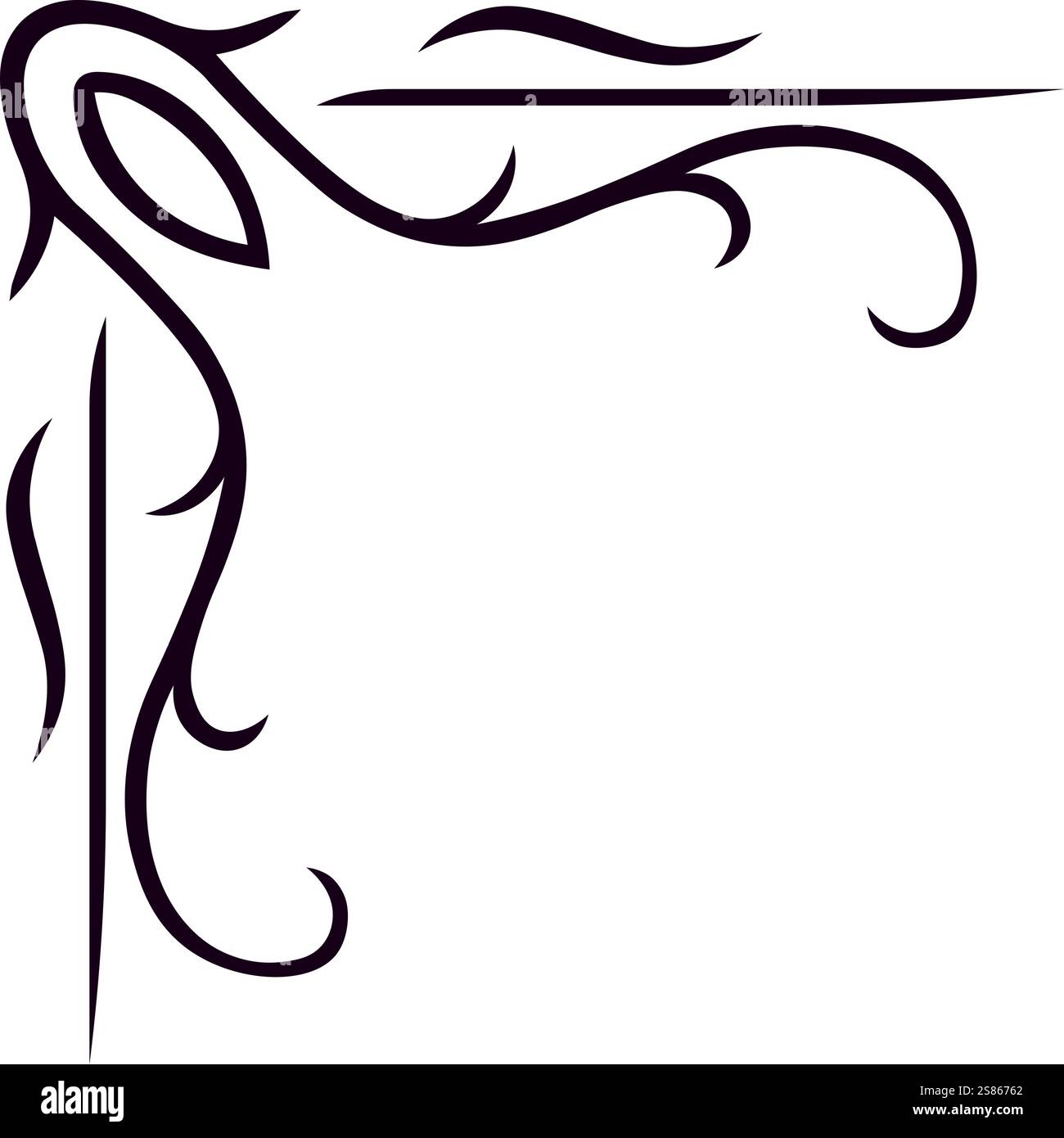 Eleganti decorazioni angolari caratterizzate da intricati elementi floreali e astratti, creano una cornice decorativa che aggiunge un tocco sofisticato a vari elementi Illustrazione Vettoriale