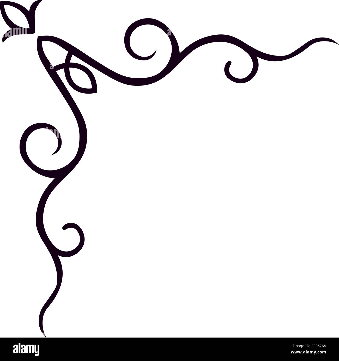 Eleganti decorazioni floreali ad angolo che creano una cornice decorativa con volanti e foglie, perfetta per aggiungere un tocco di raffinatezza a inviti o inviti Illustrazione Vettoriale