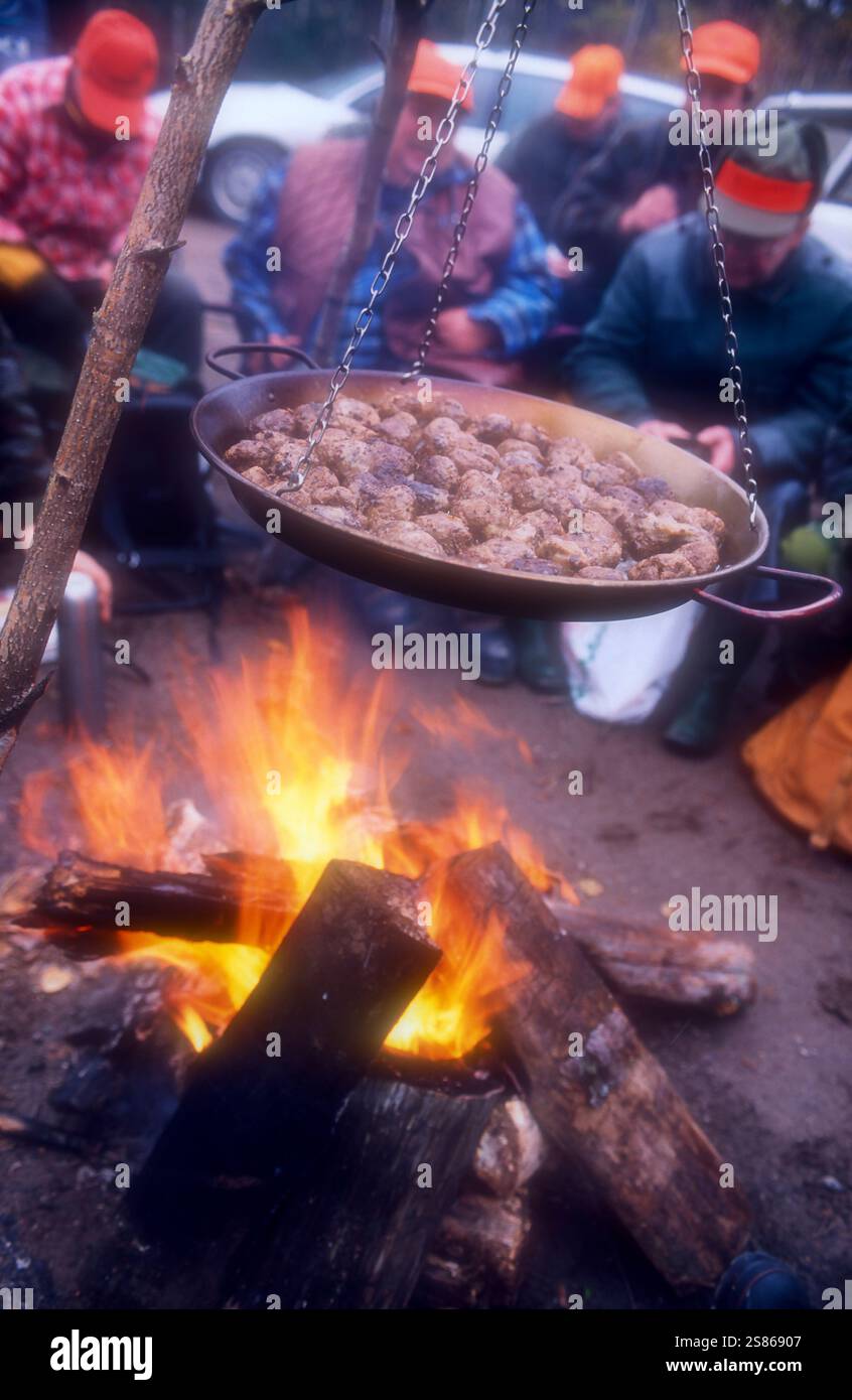 Pranzo all'aperto per cacciatori di alci Foto Stock