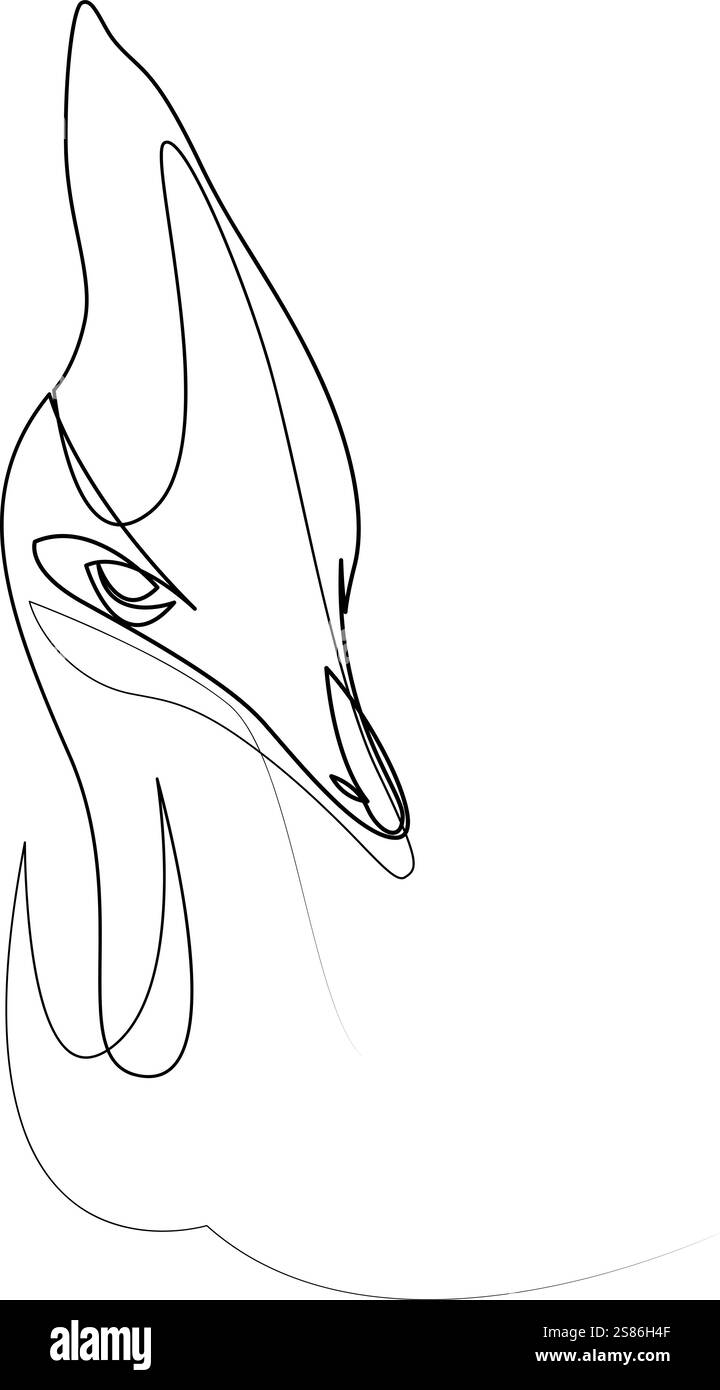 Logo Cassowary a linea continua. Illustrazione vettoriale del disegno a linea singola. Arte a una linea in stile minimalista Illustrazione Vettoriale