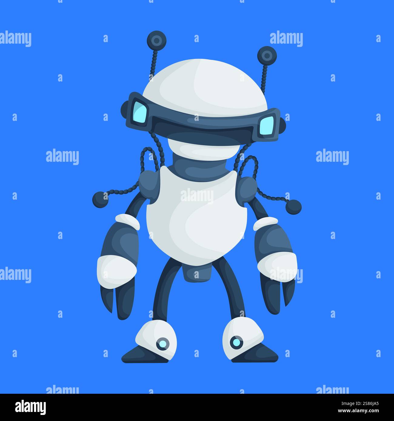 Robot futuristico per cartoni animati con antenne Illustrazione Vettoriale