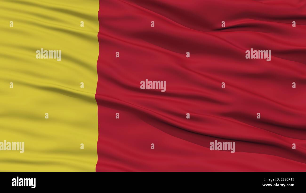 Closeup Moroni città bandiera, la città capitale di Comore, sventolando nel vento Foto Stock