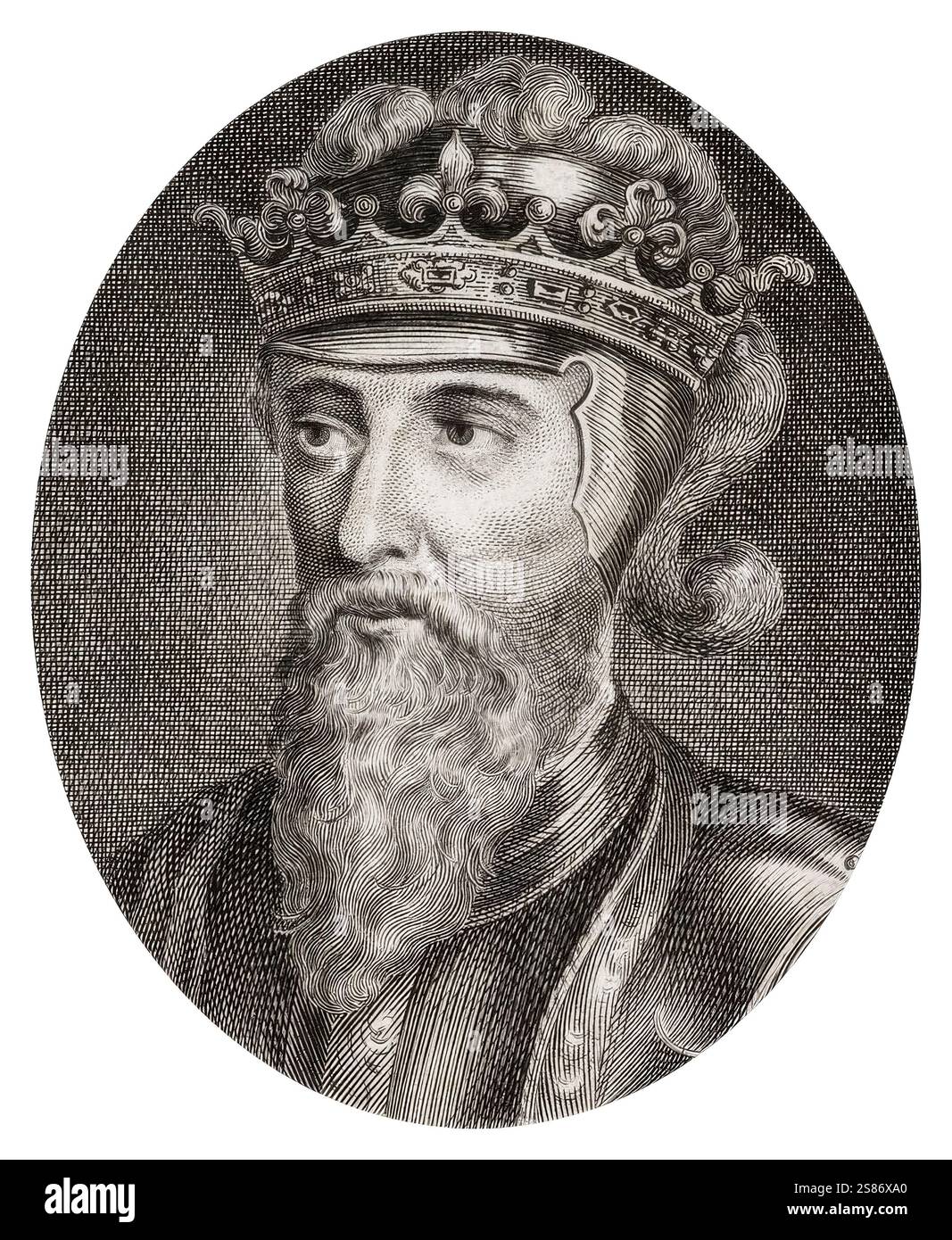 Re Edoardo III d'Inghilterra (1312-1377), re d'Inghilterra 1327-1377, incisione ritratto di Pierre Francois Basan dopo George Vertue, 1775-1797 Foto Stock